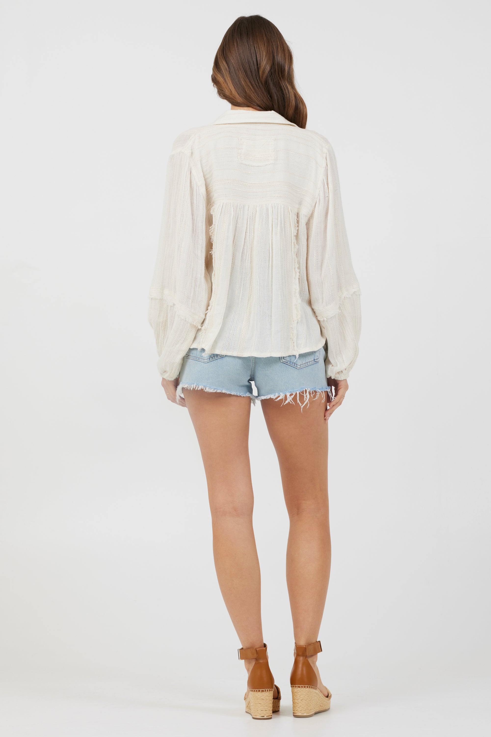 Ivory Multi Texture Polo Blouse