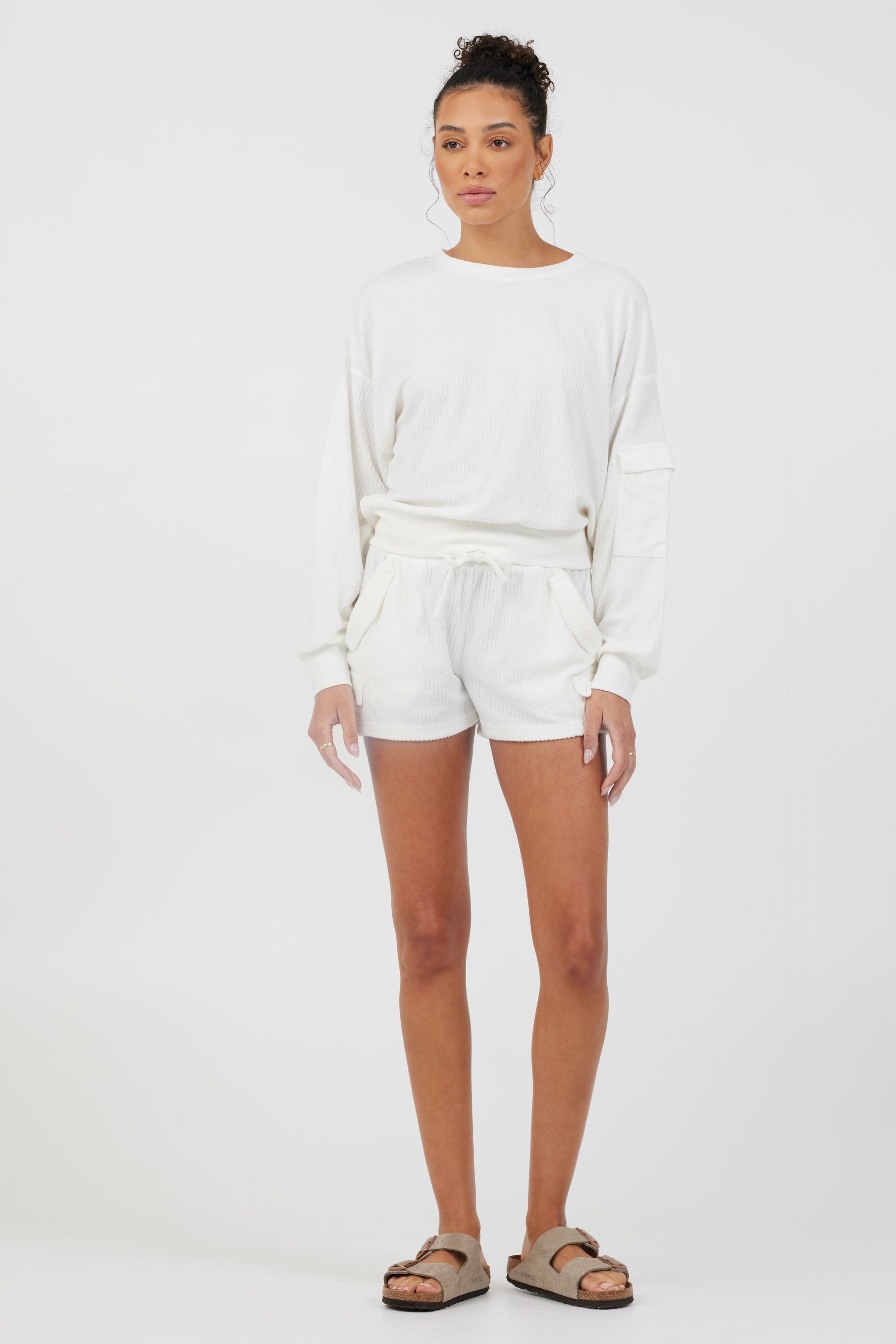 White Cord Terry Crewneck