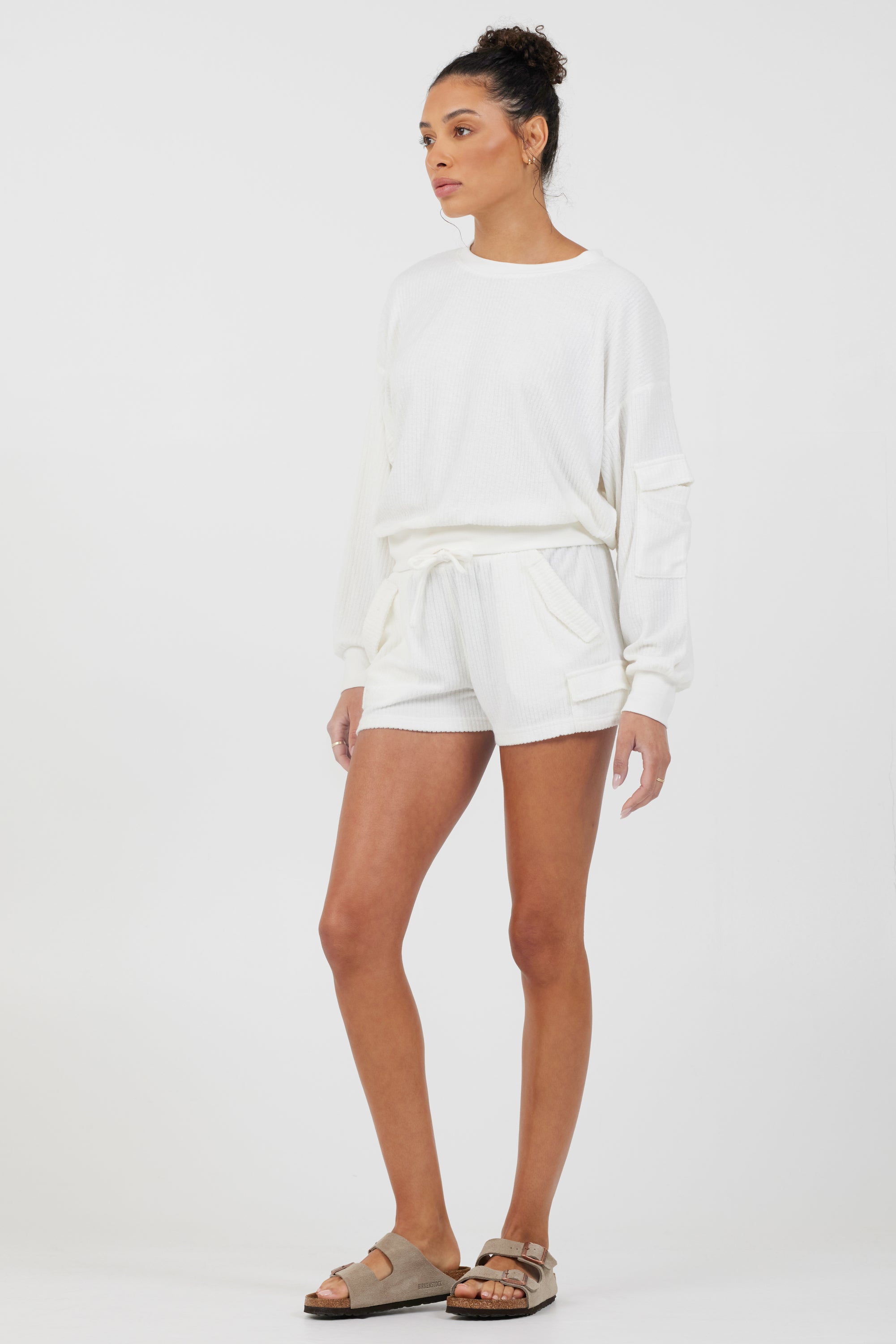 White Cord Terry Crewneck