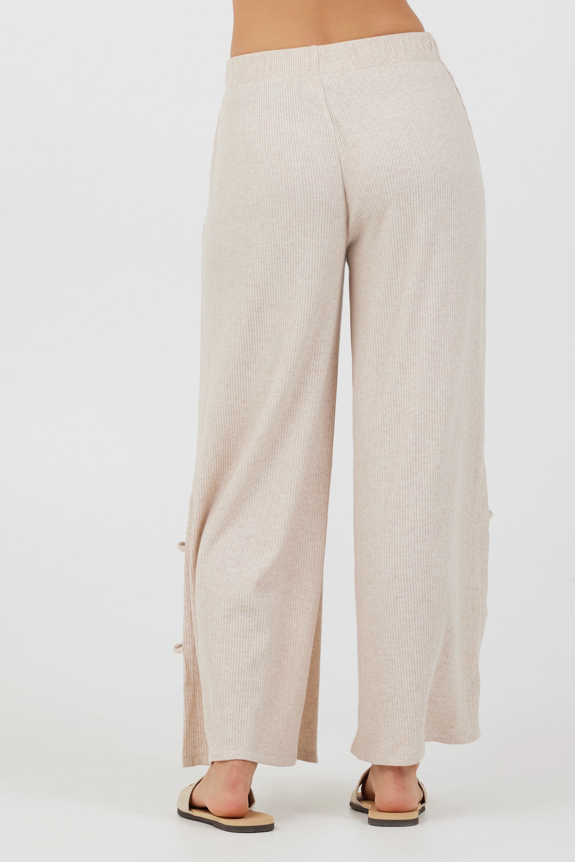 Heather Oatmeal Drapey Knit Cut Out Pants