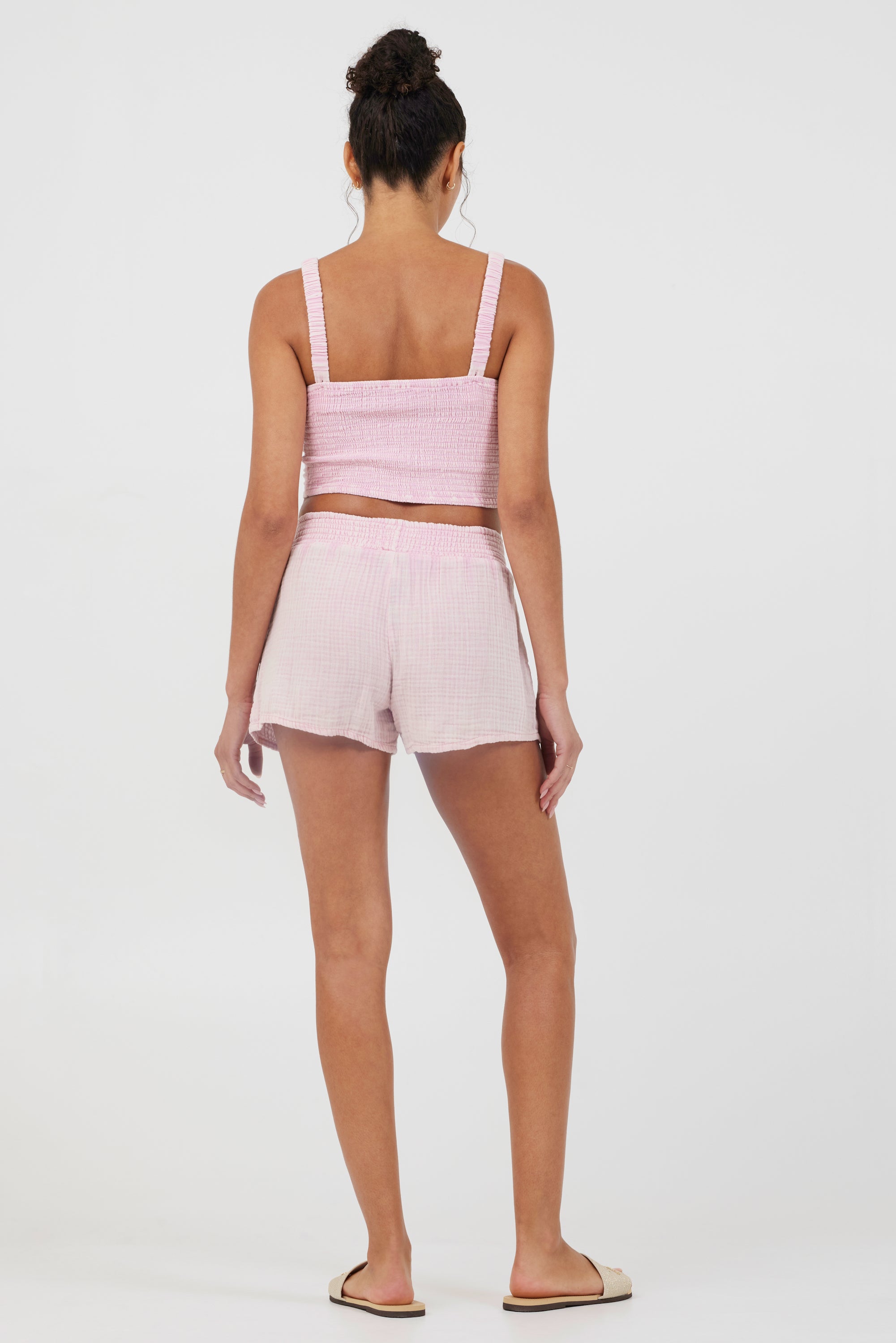 Washed Pink Gauze Cropped Tank