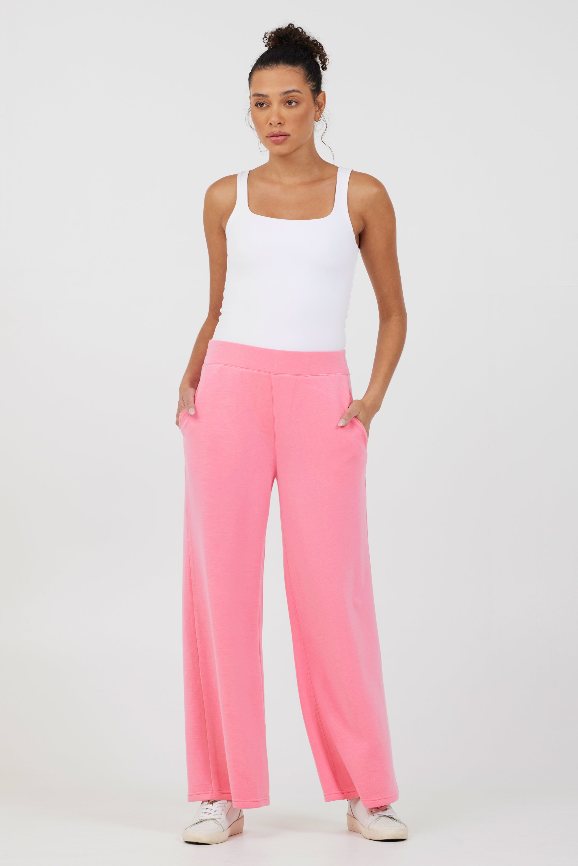 Coastal Coral Cloud Fleece Flare Pants
