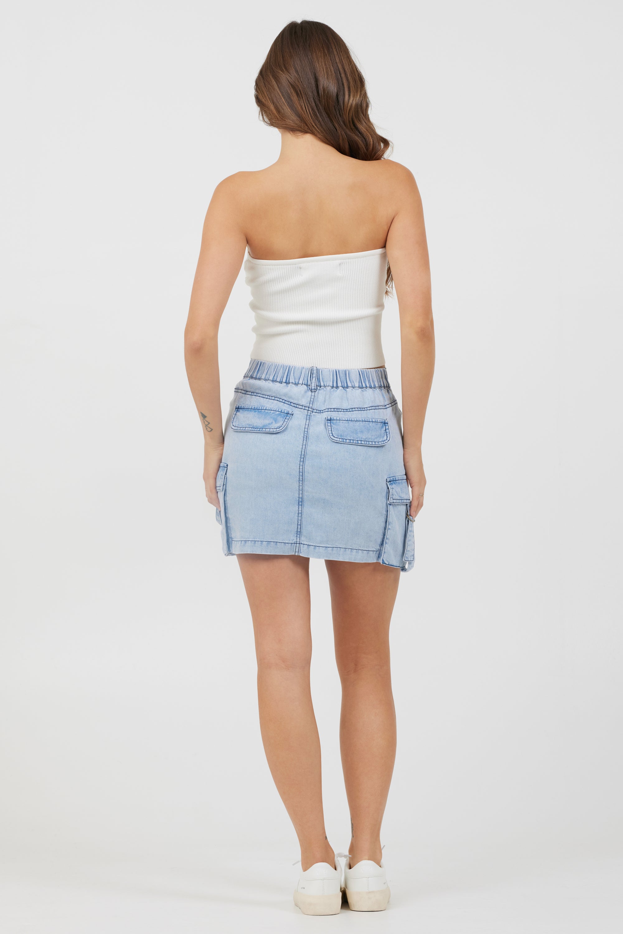 White Rib Knit Twist Front Tube Top