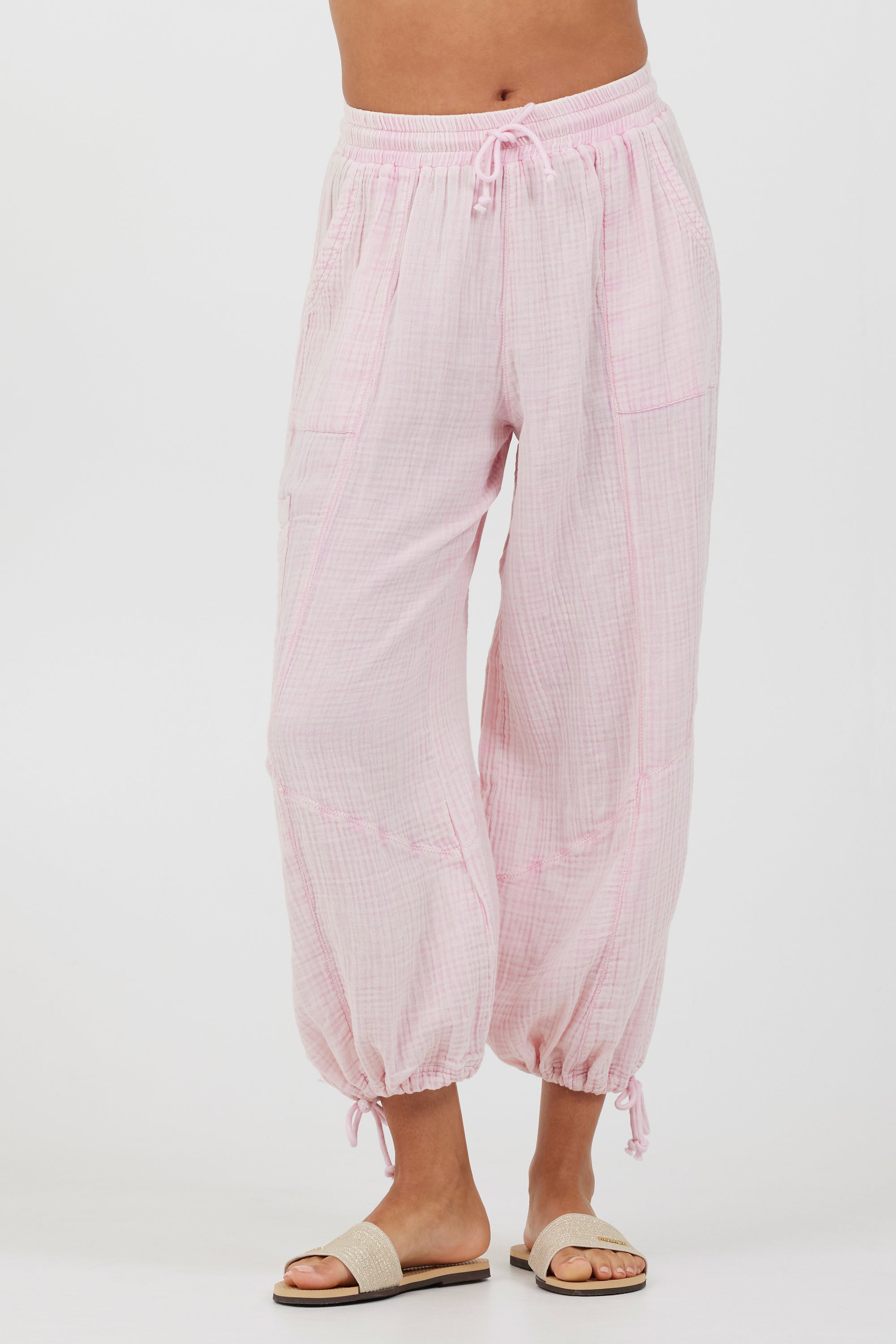 Washed Pink Gauze Balloon Pant
