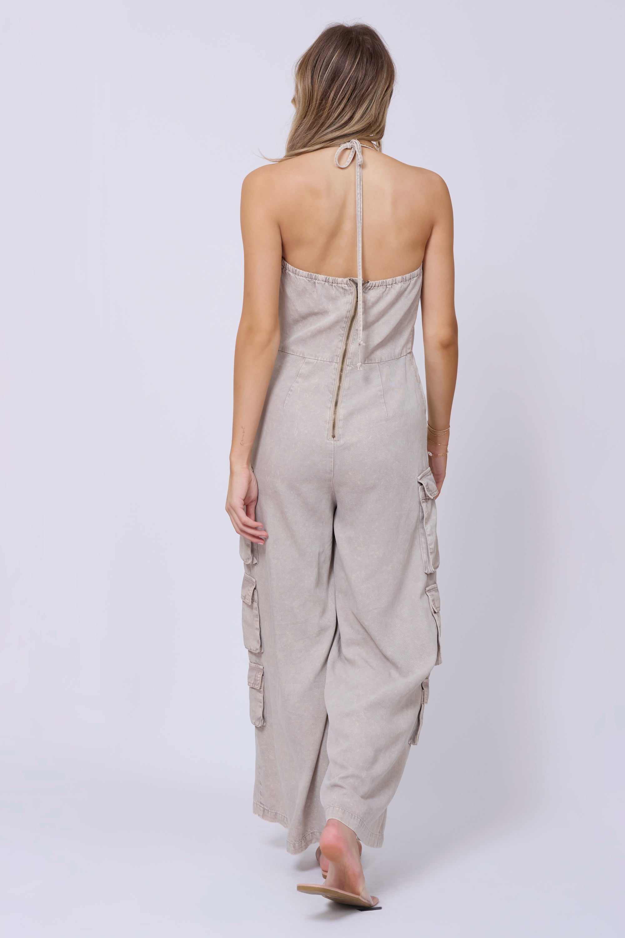 Khaki Tencel Jumpsuit