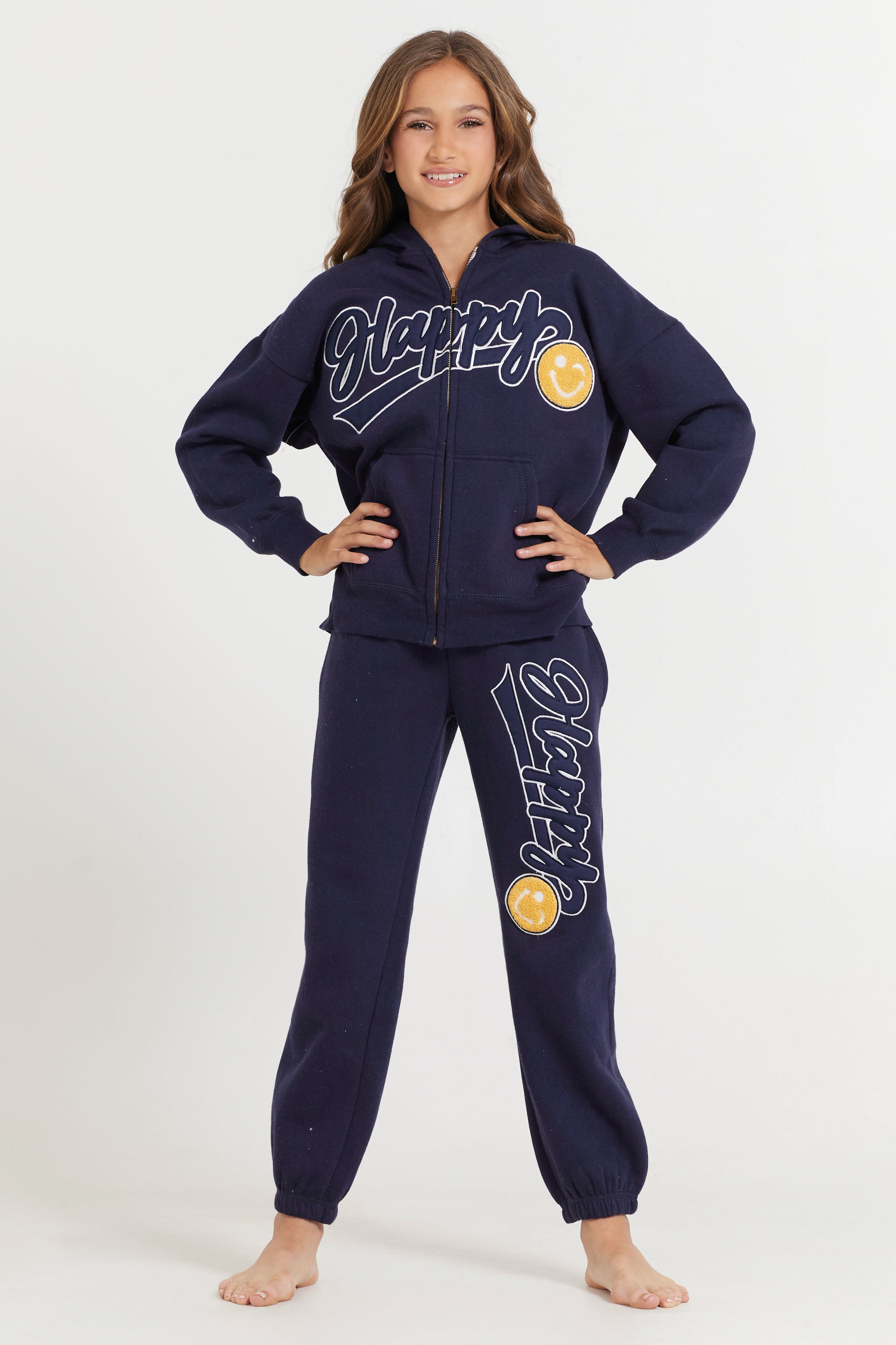 Kids Navy Jogger With Happy Smile Patch