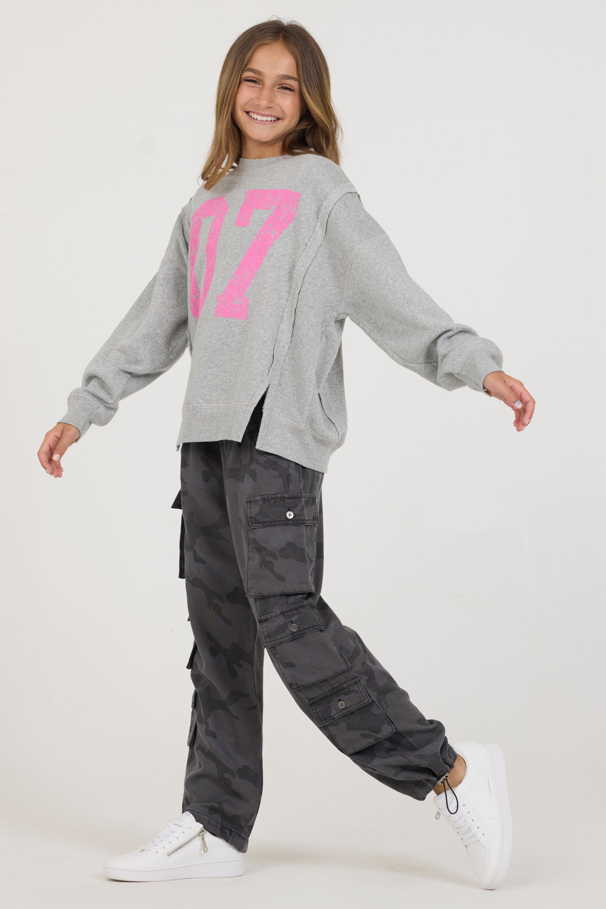 Kids Classic Grey Oversized Crewneck
