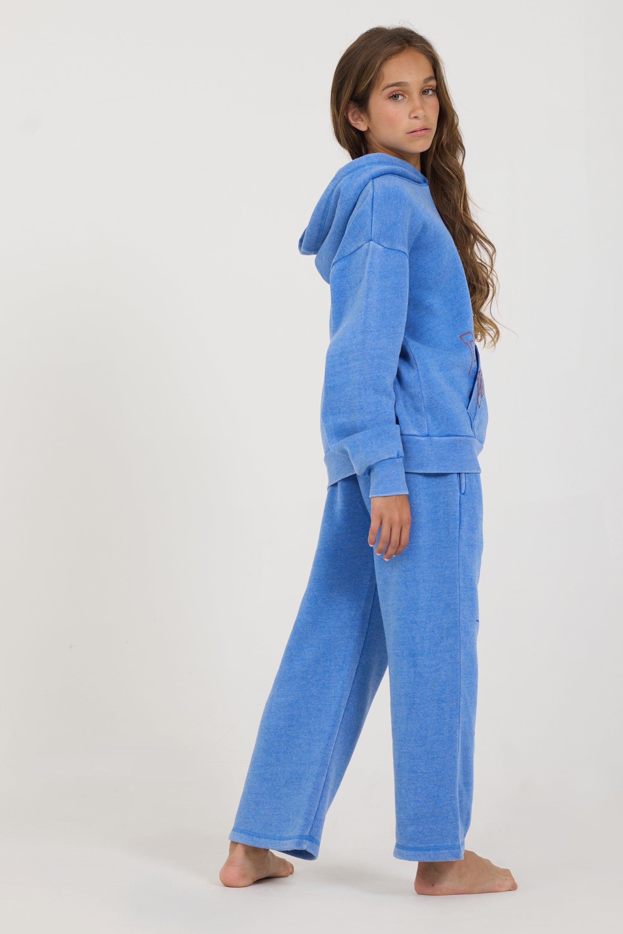 Kids Cobalt Hi-Lo Off The Shoulder Hoody