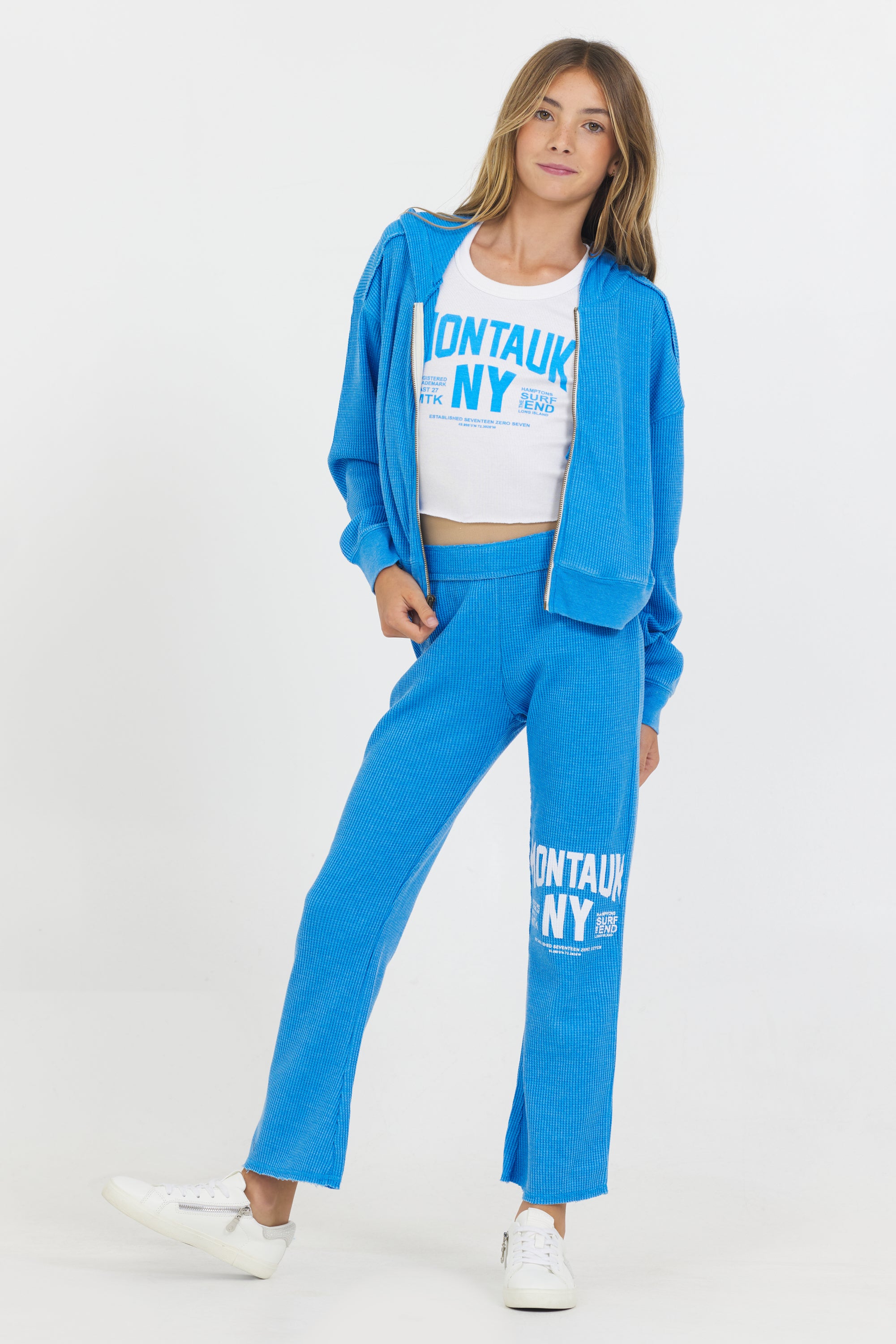 Kids "Montauk" Burnout Thermal Zip Hoodie