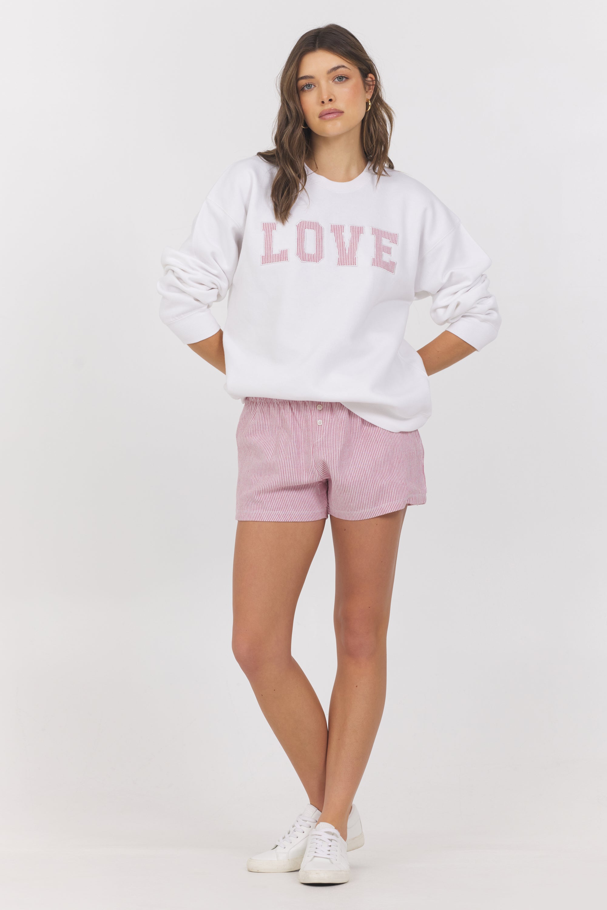 Strawberry Stripe Crew + Boxer Shorts 2-Piece Set