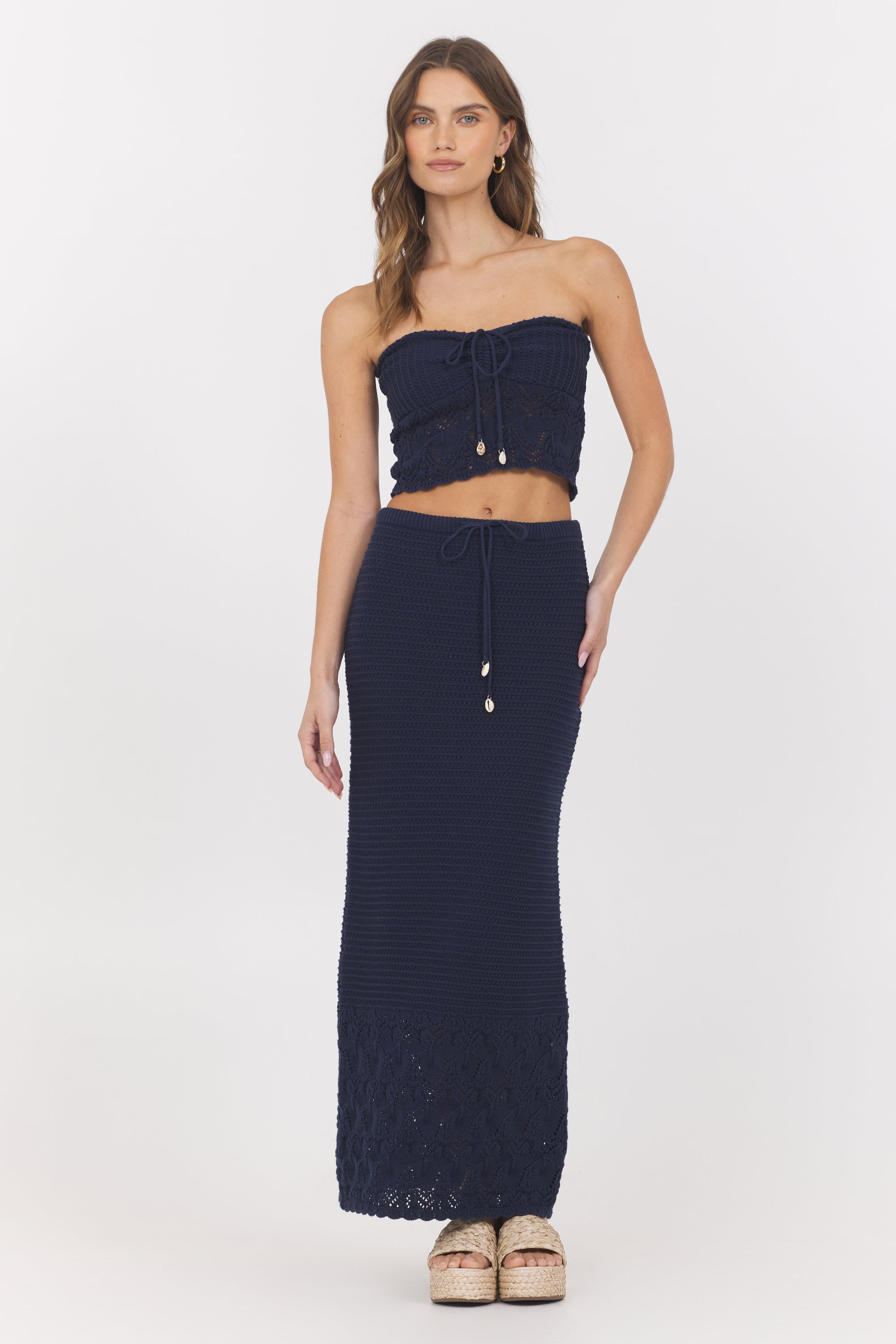 Navy Crochet Tube Top