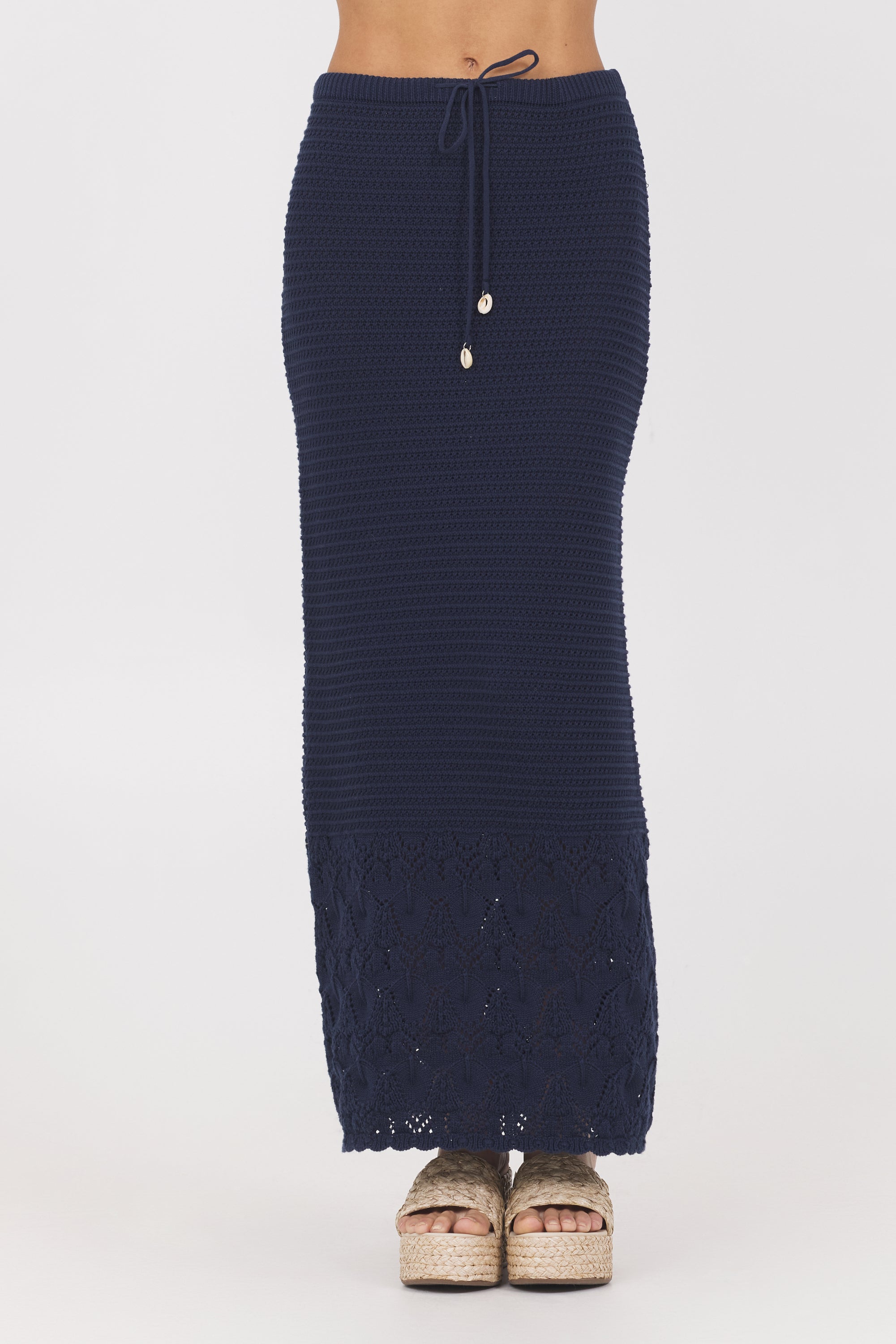 Navy Crochet Maxi Skirt