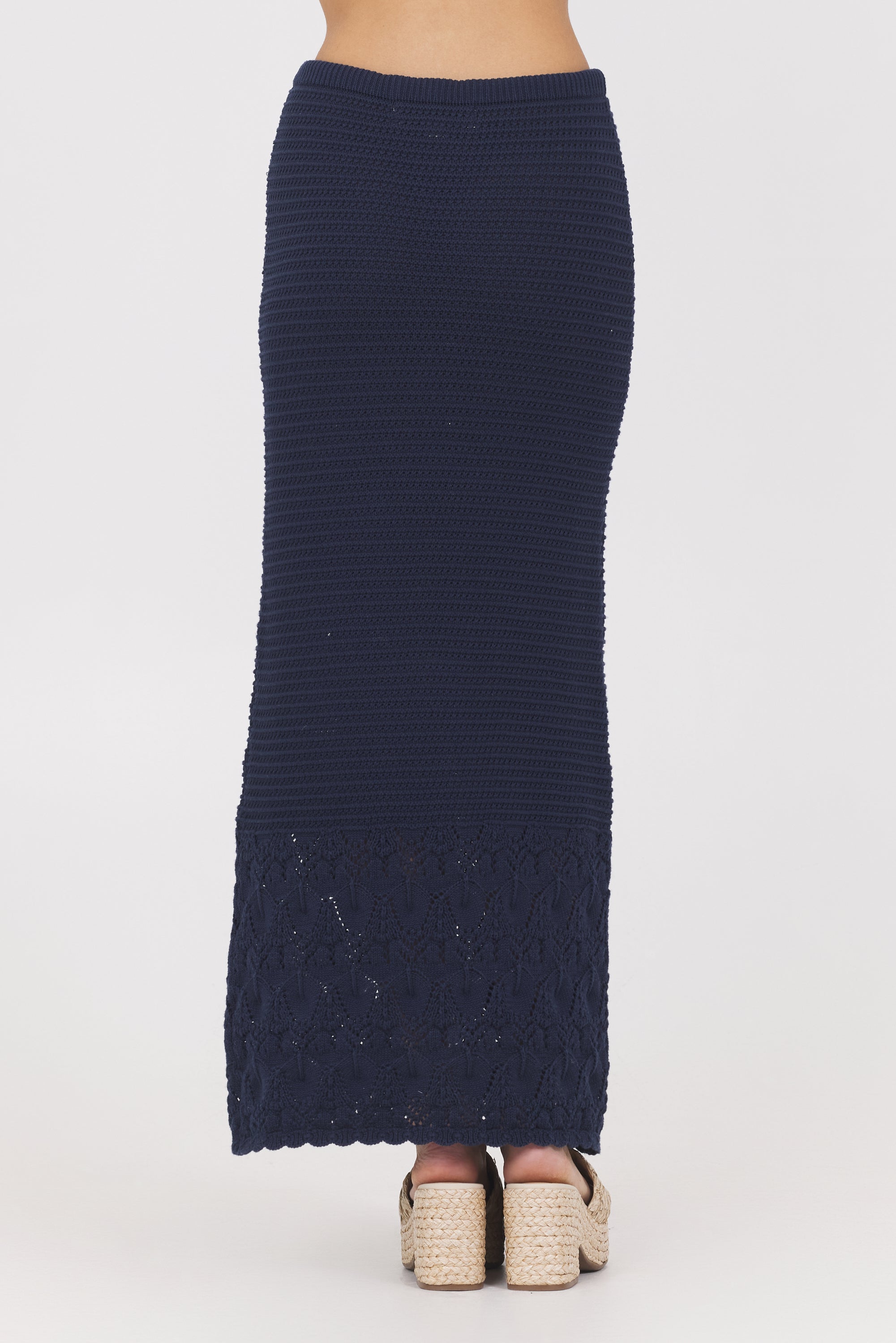 Navy Crochet Maxi Skirt