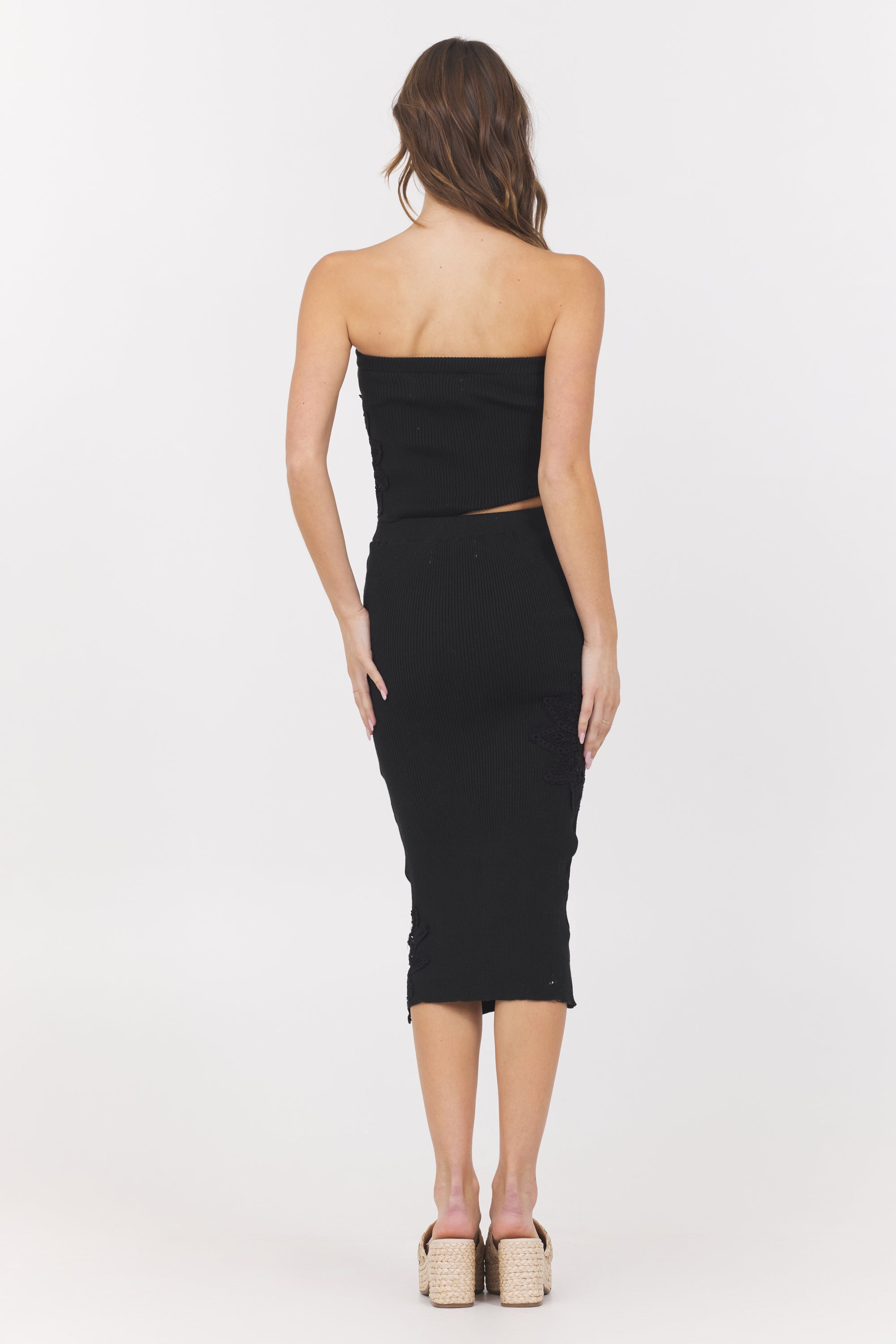 Black Rib Top + Skirt 2-Piece Set