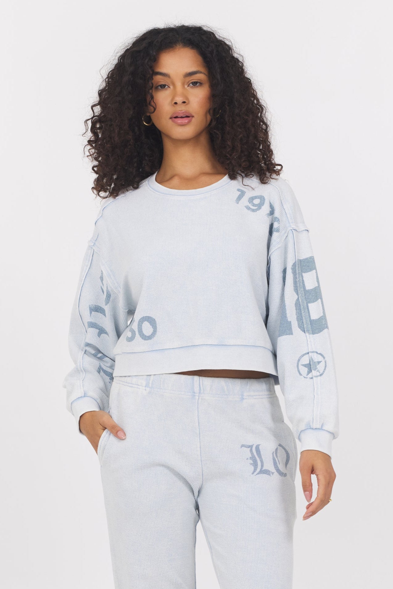 Printed Rib Jogger + Crew 2-Piece Set