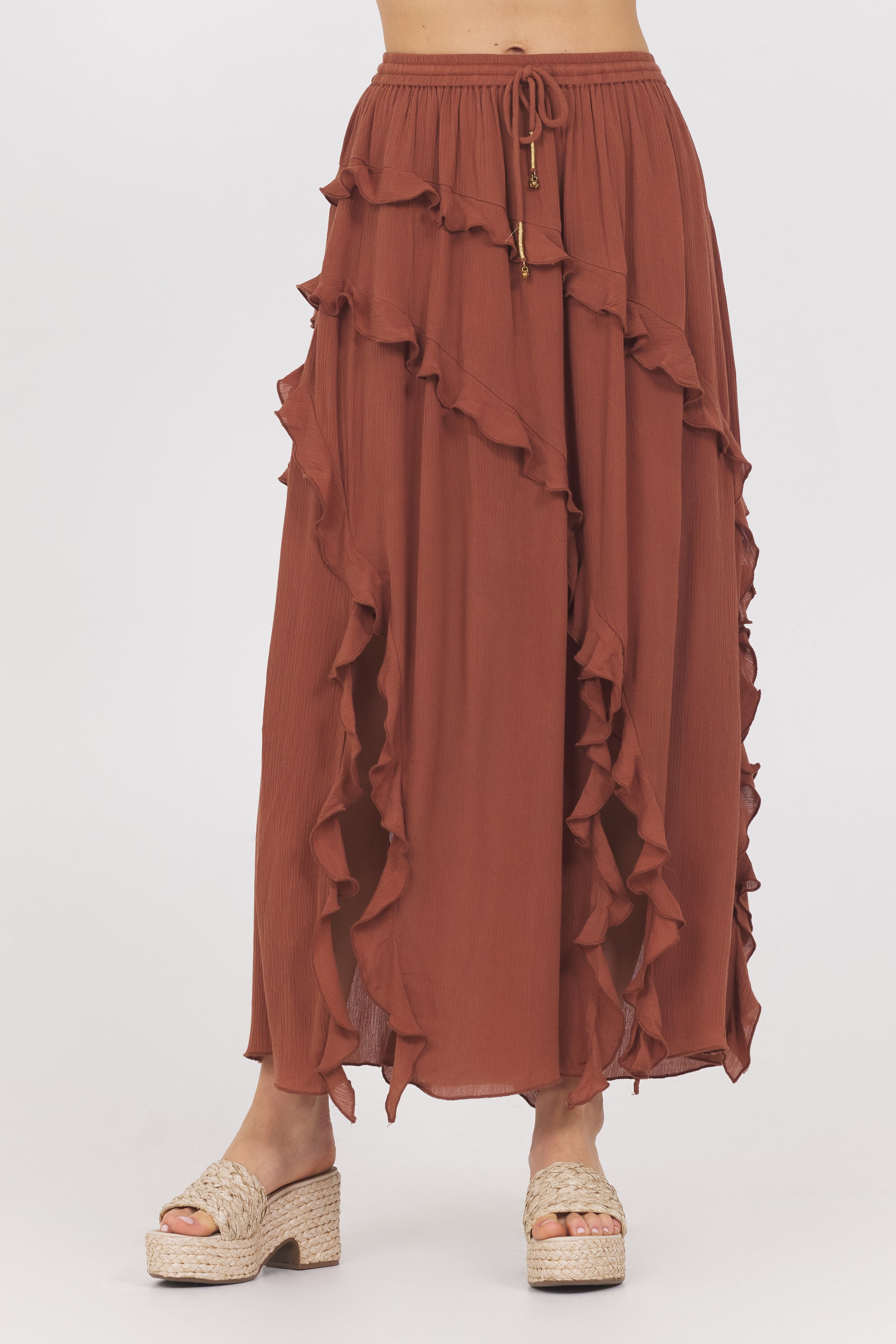 Sedona Sand Ruffle Maxi Skirt