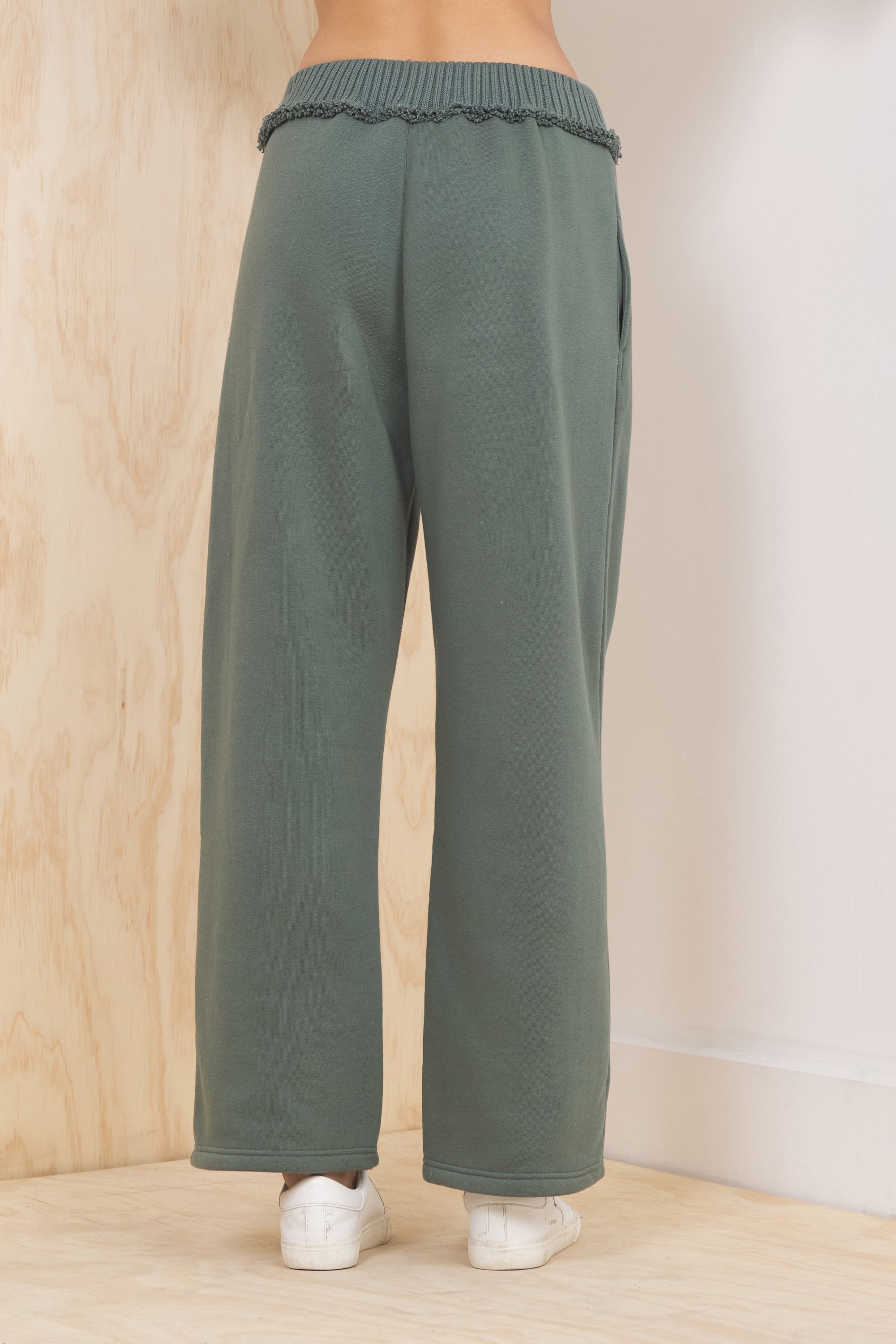 Fleece Pant with Rib Waistband - Olive