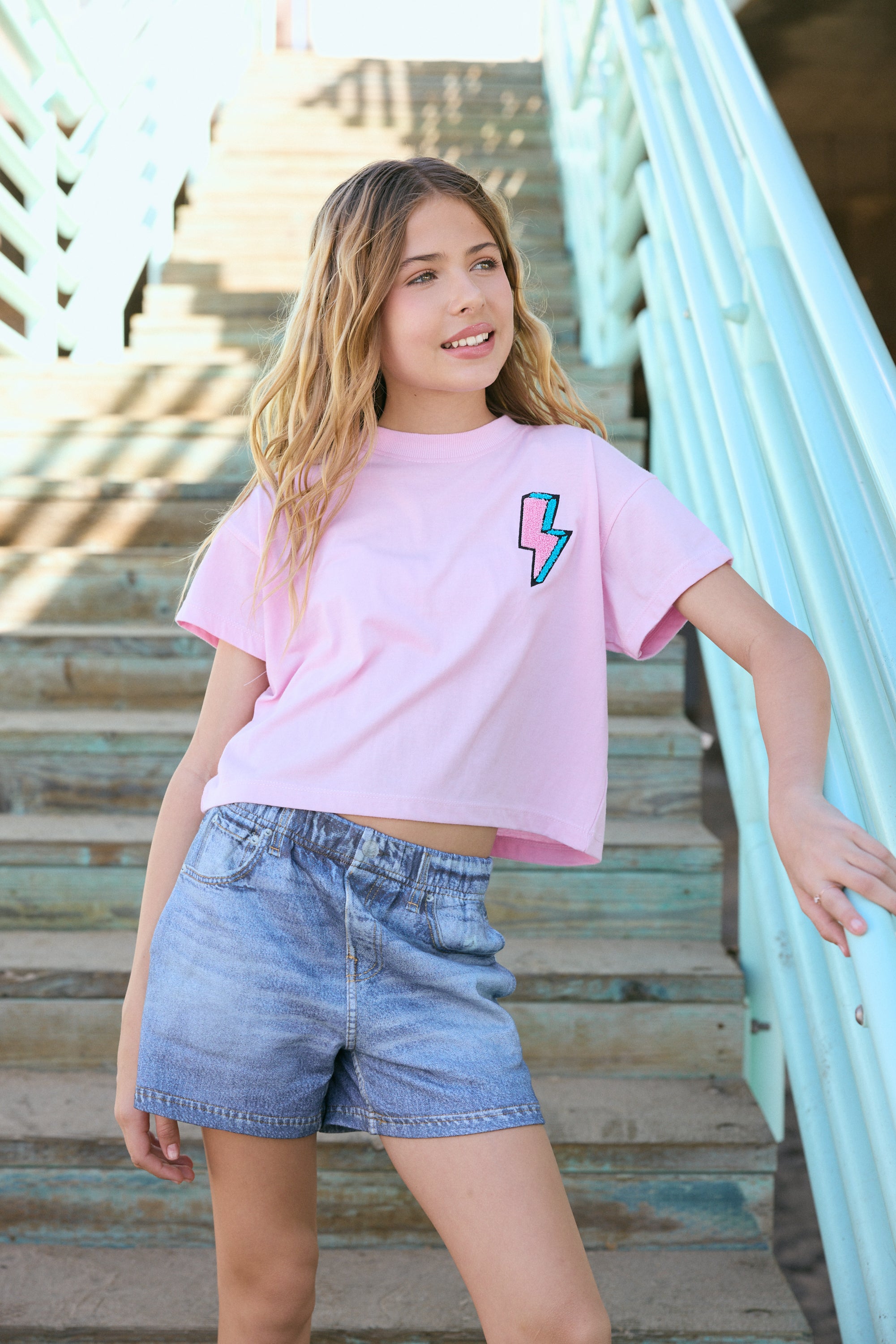 Kids Faux Denim Short