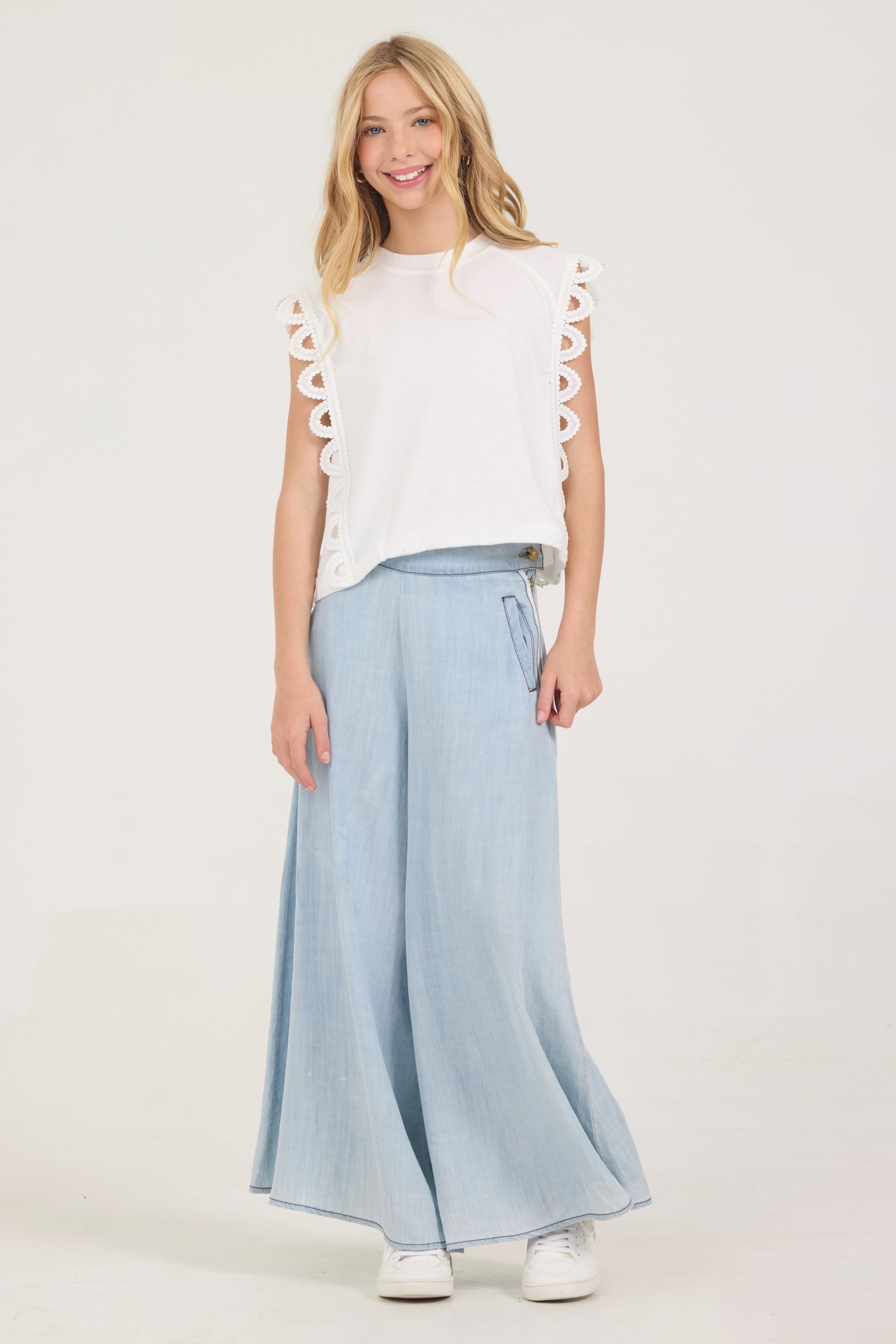 Kids Chambray Wide Leg Pant