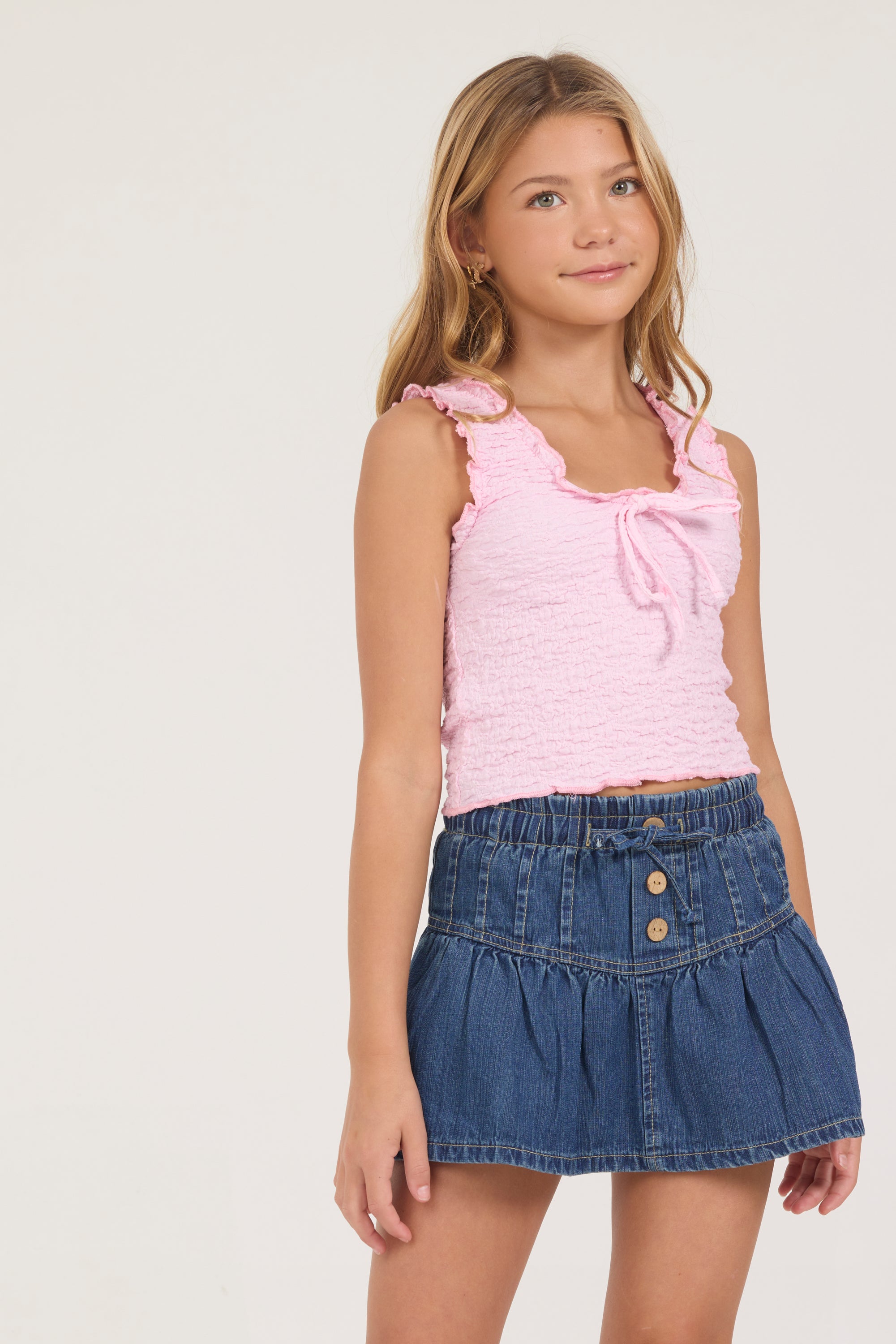 Kids Denim Ruffle Skort