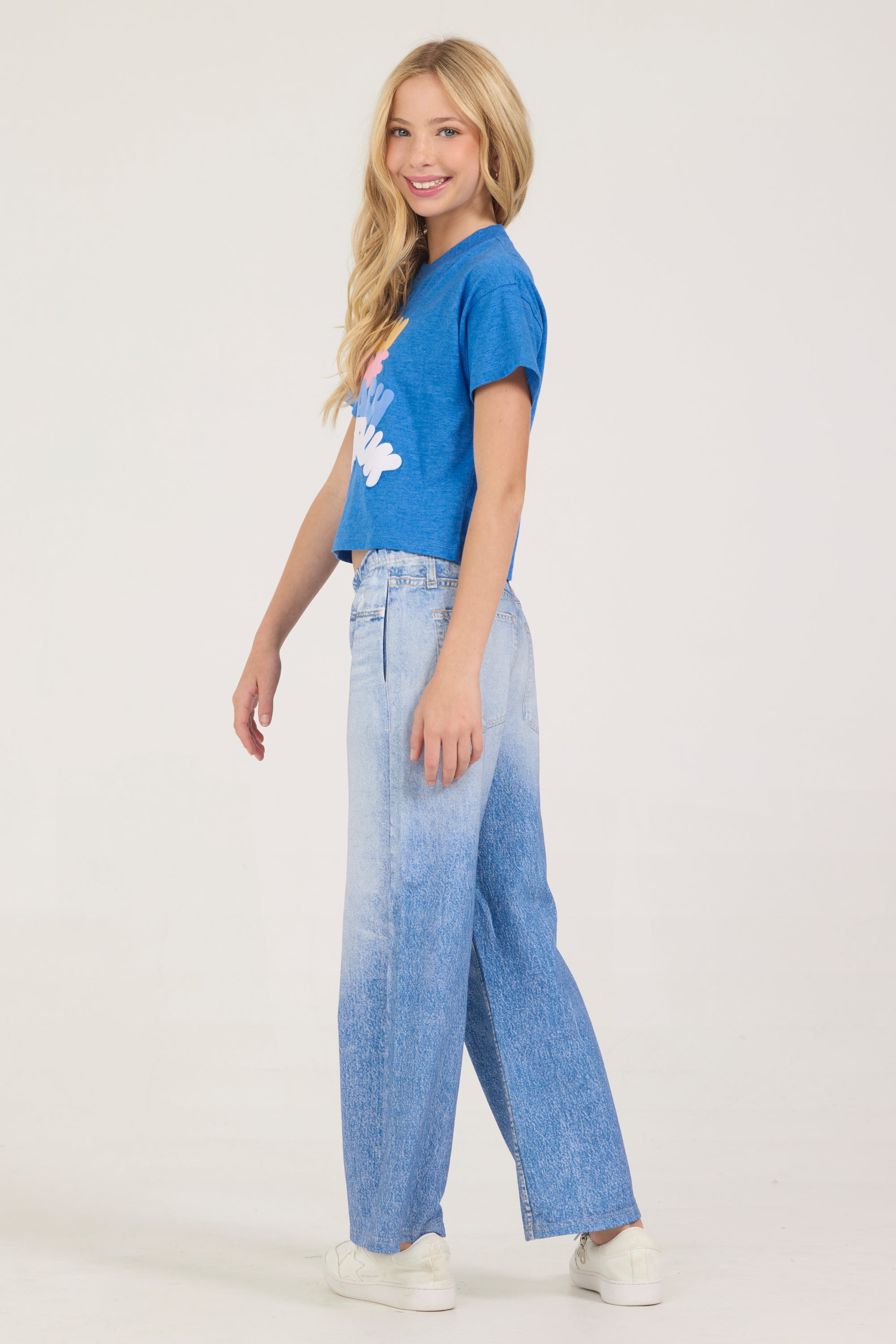 Kids Faux Denim Elastic Pant