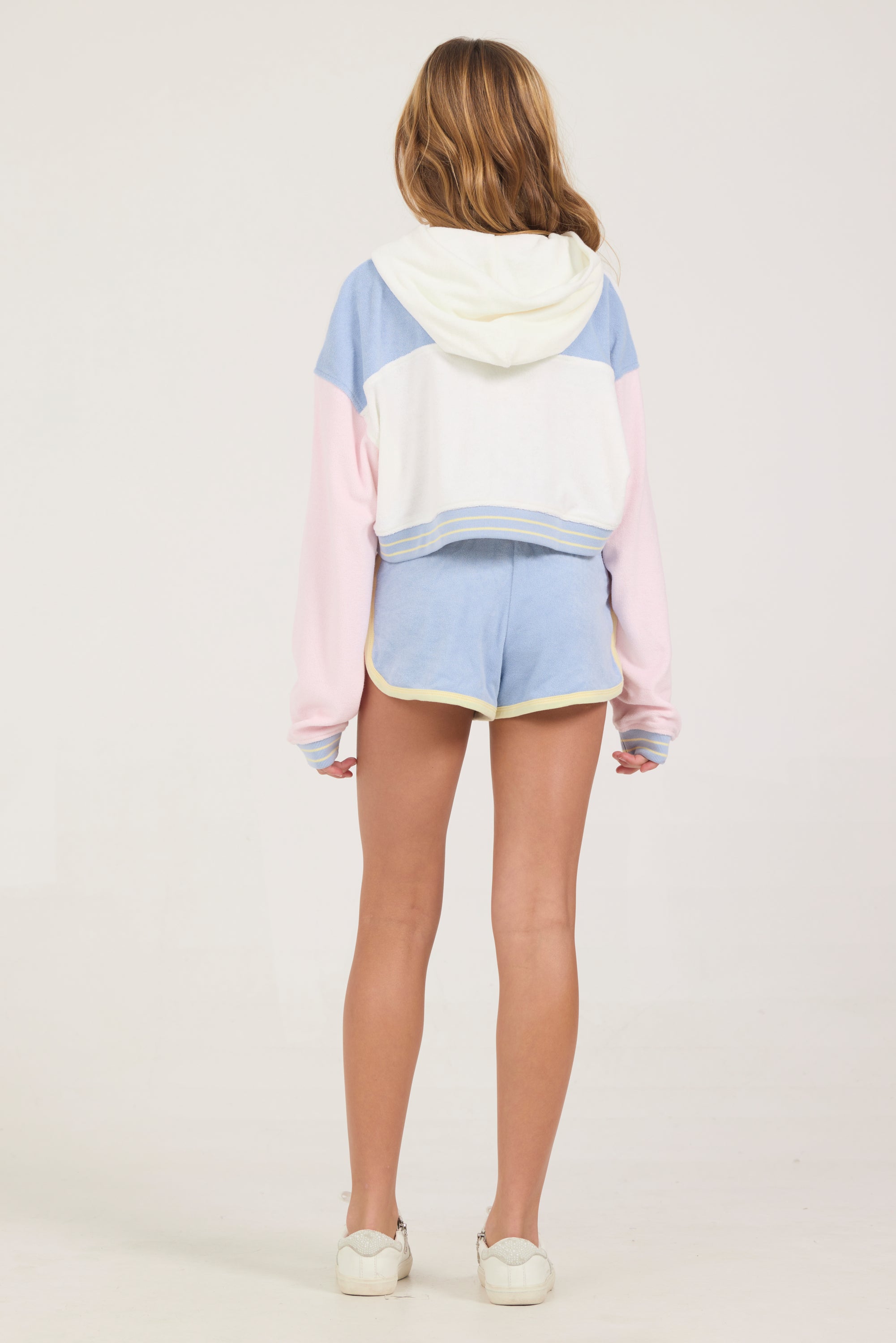 Kids White Terry Cloth Winged Zip Hoodie