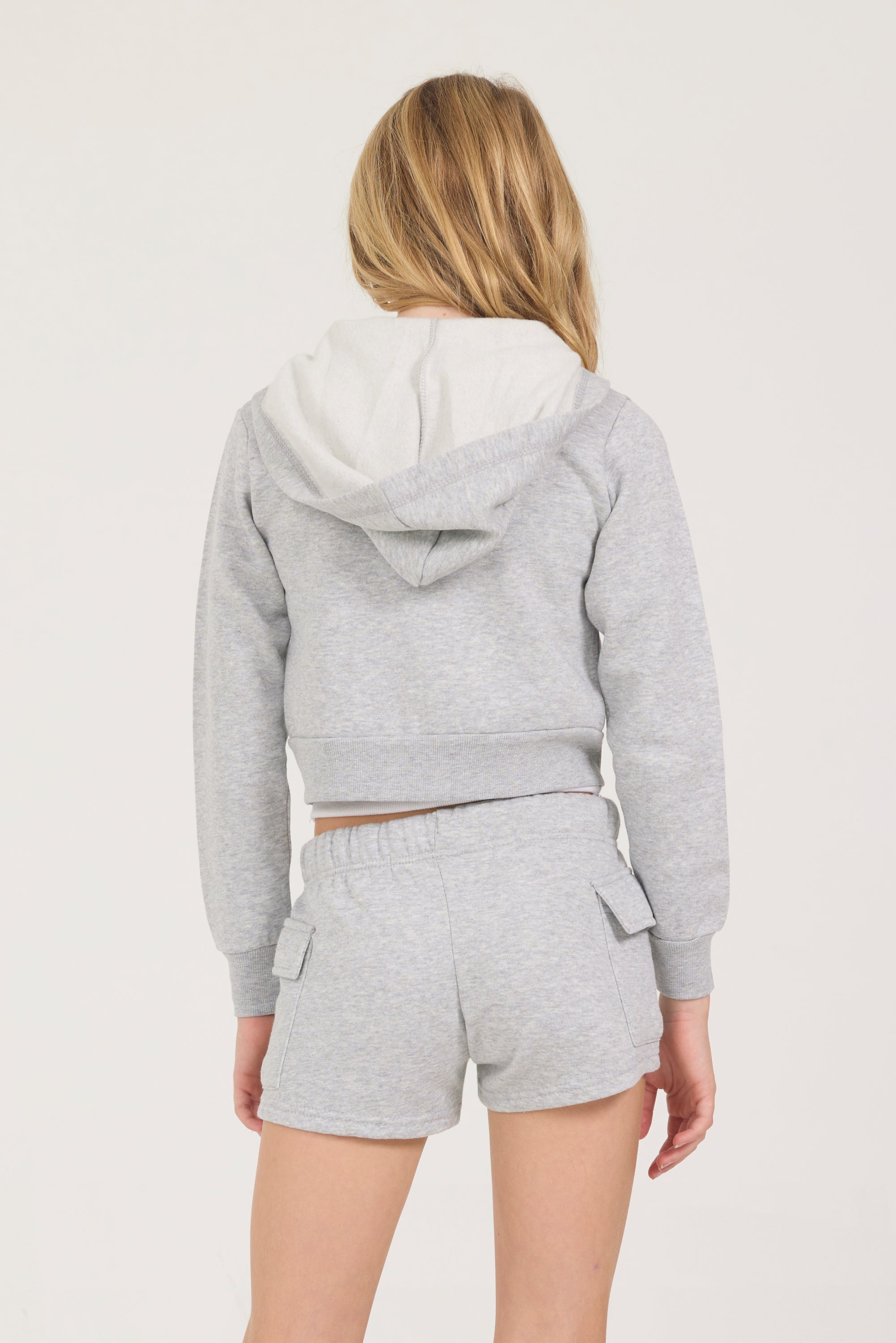 Kids Burnout Crop Zip Hoodie