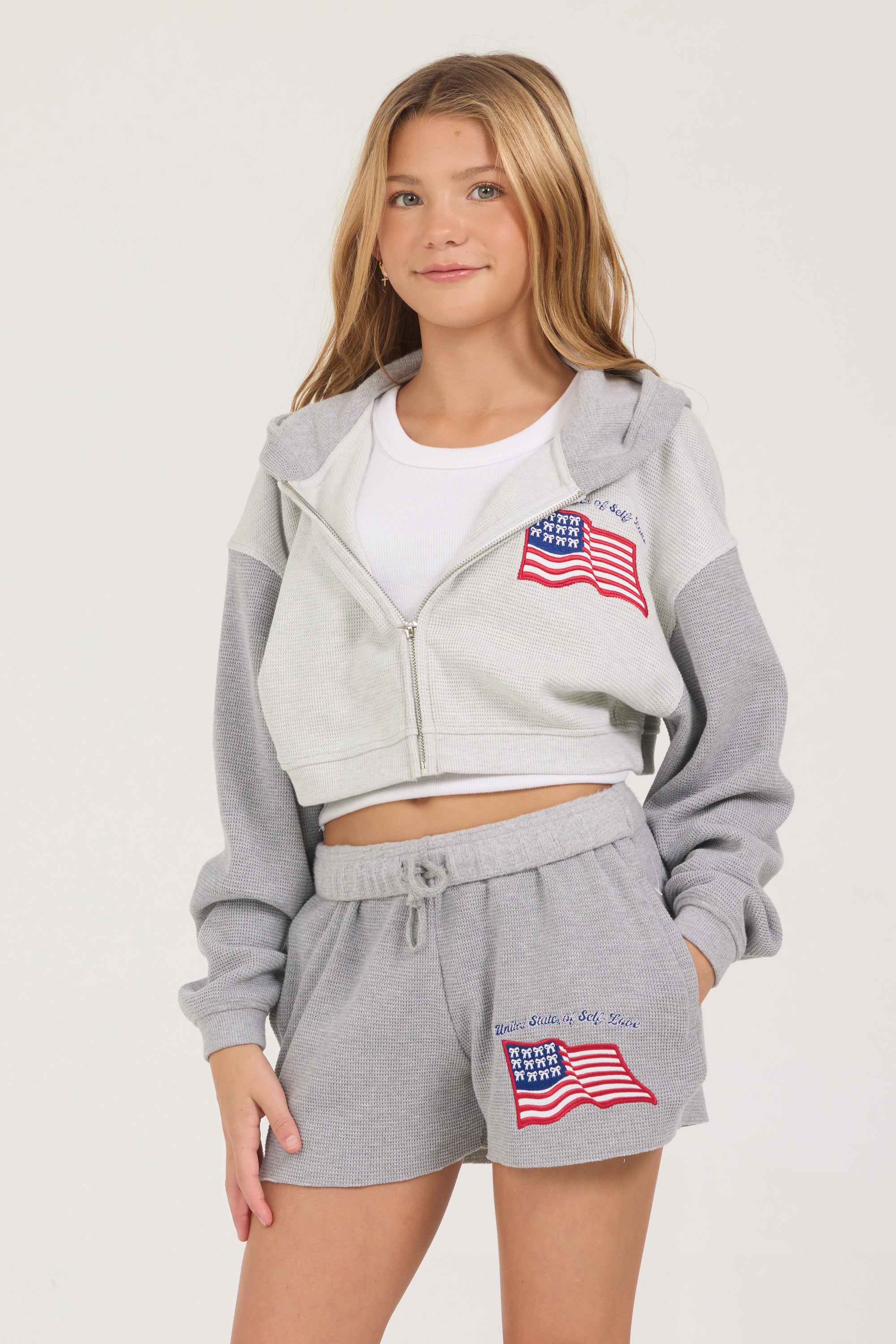 Kids United States of Self Love Thermal Zip Hoodie