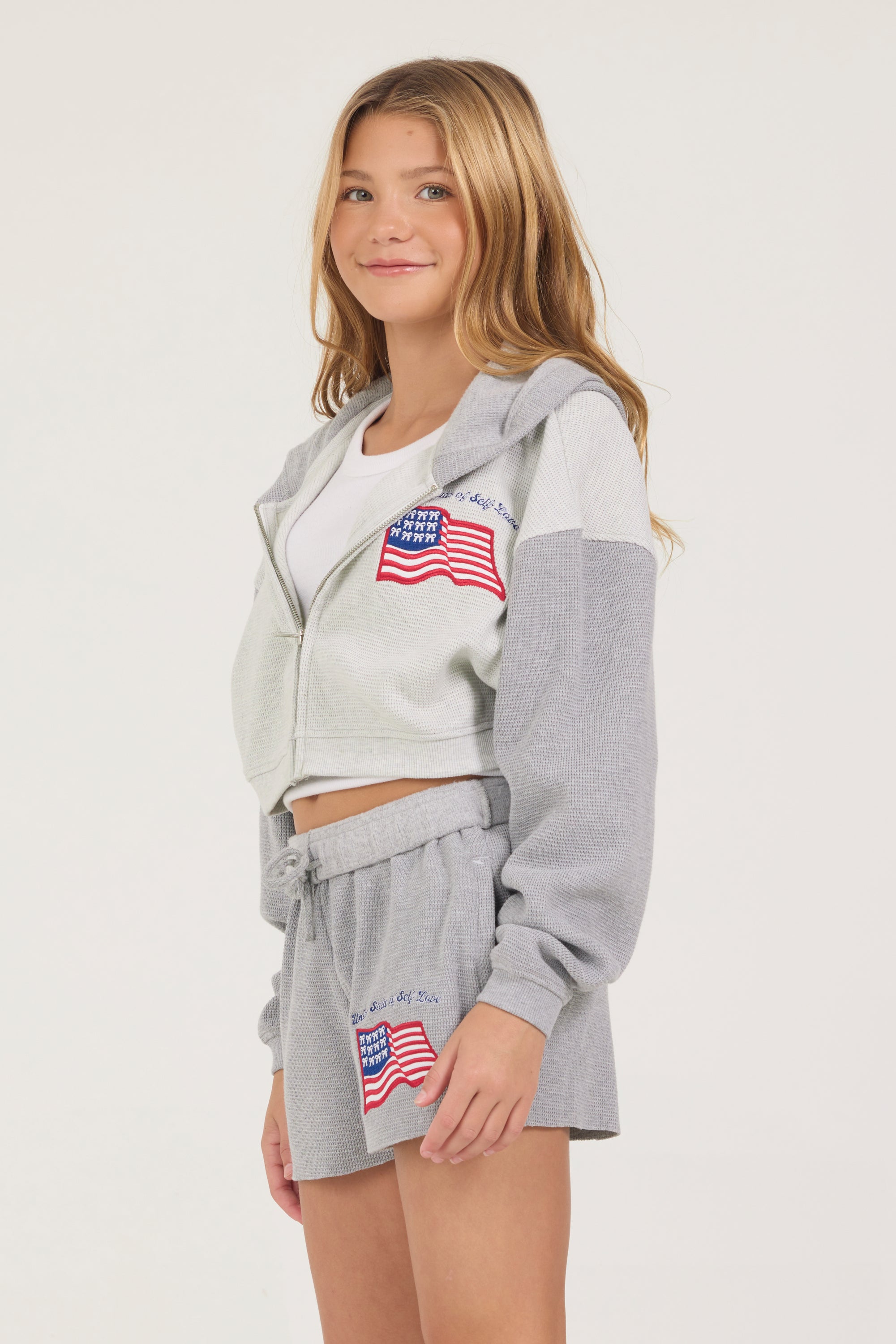 Kids United States of Self Love Thermal Zip Hoodie