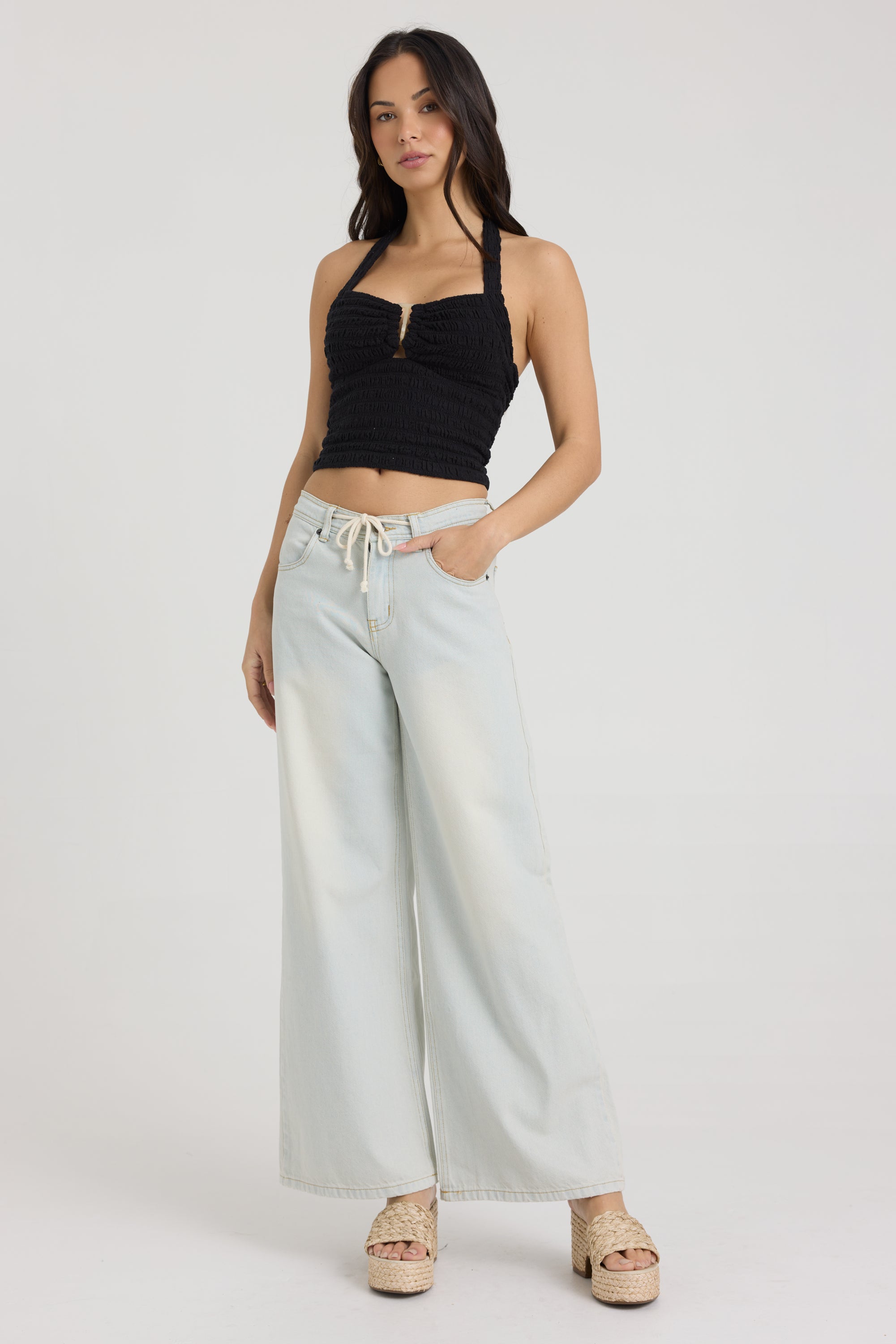 Smocked Linen Halter Top