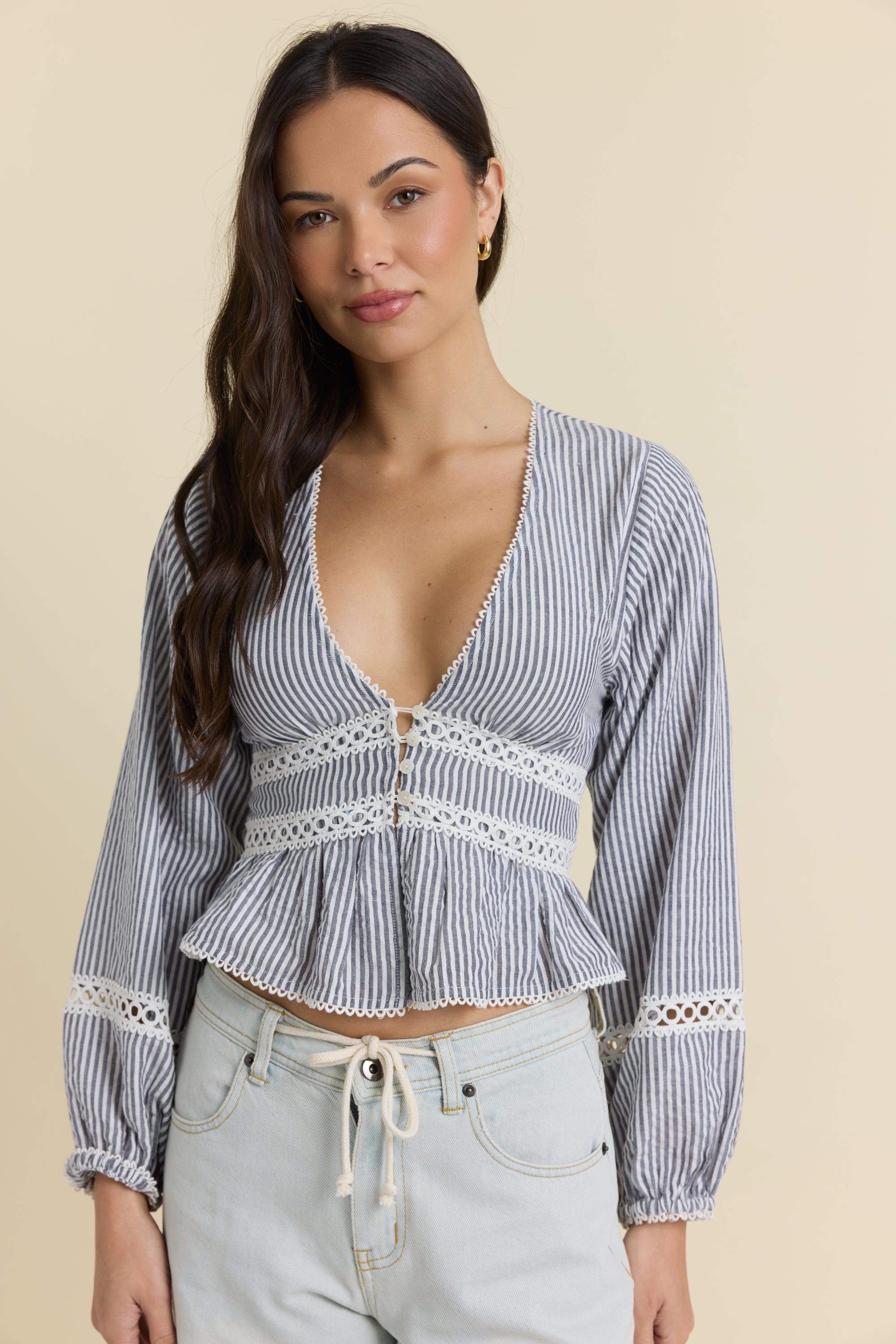 Striped Long Sleeve Blouse