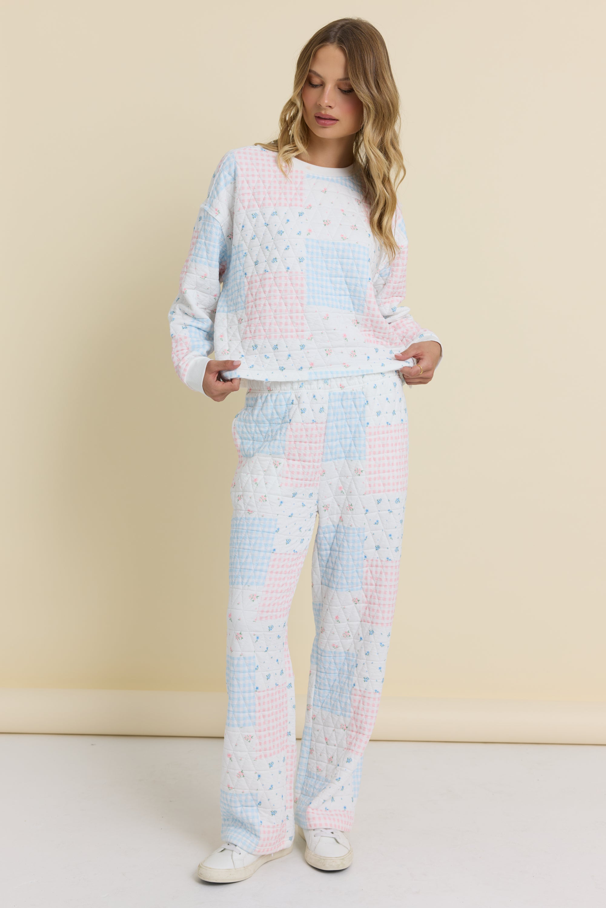 Printed Quilt Wide Leg Pant