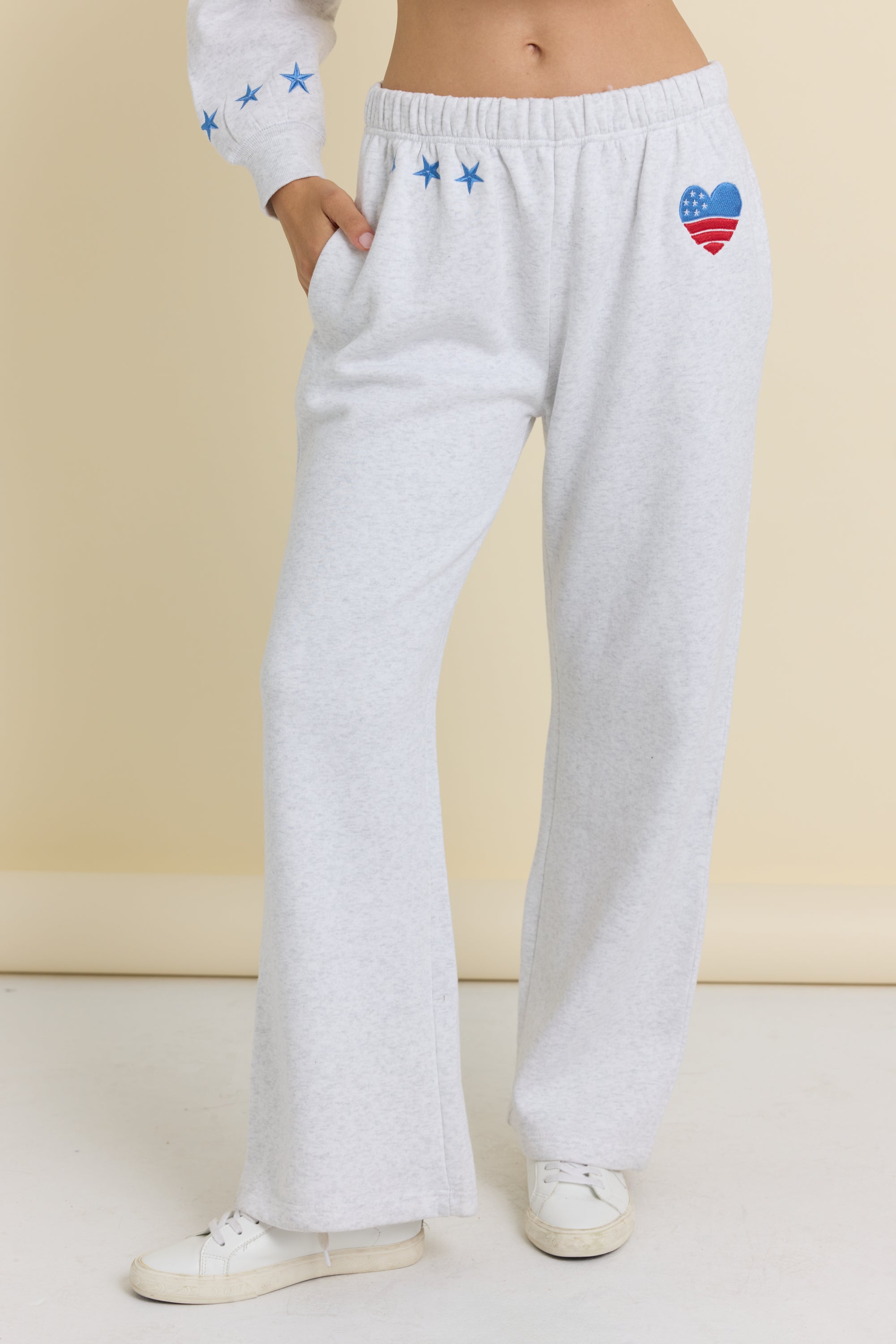 USA Embroidered Wide Leg Pants