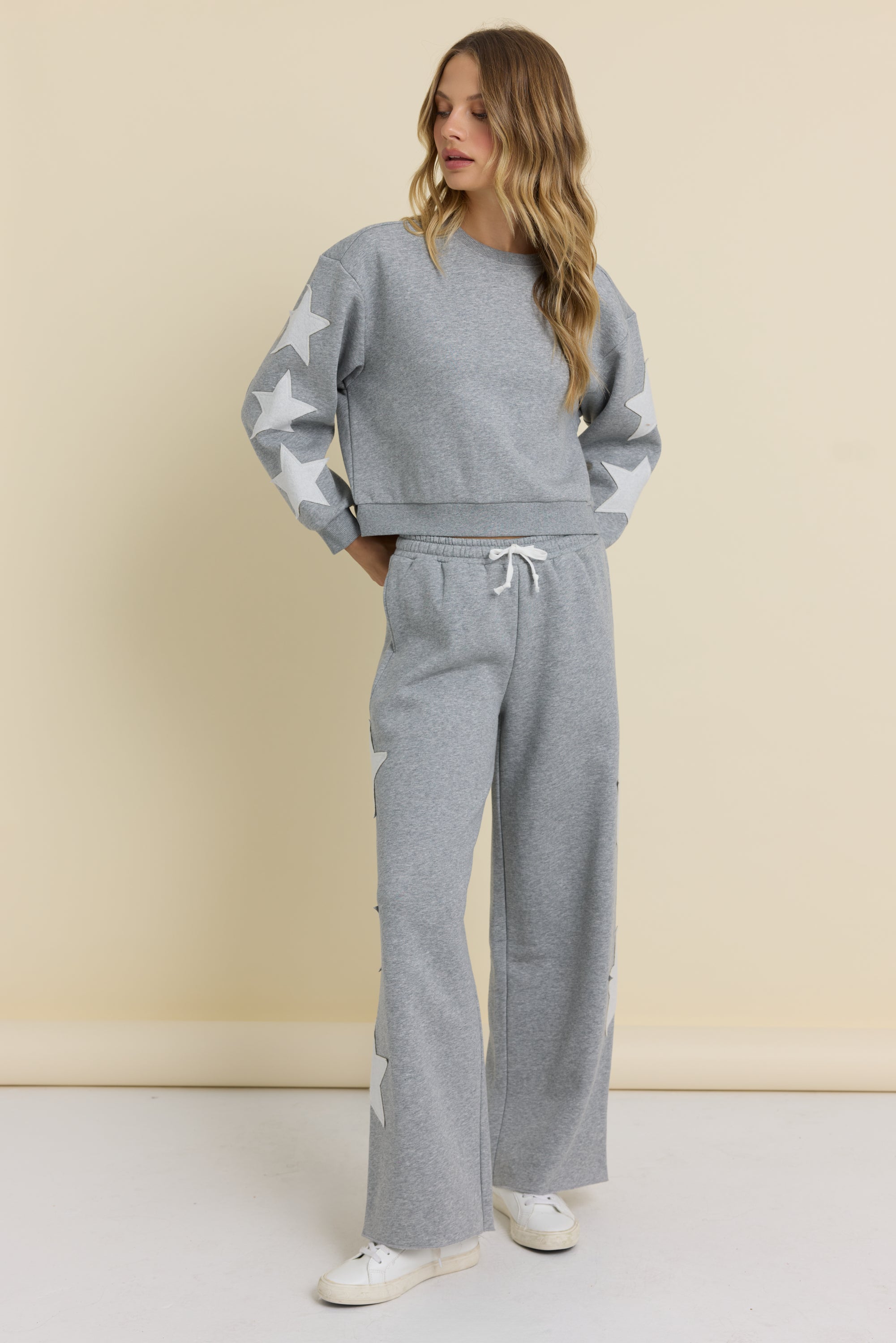 Reverse Terry Crew with Star Applique