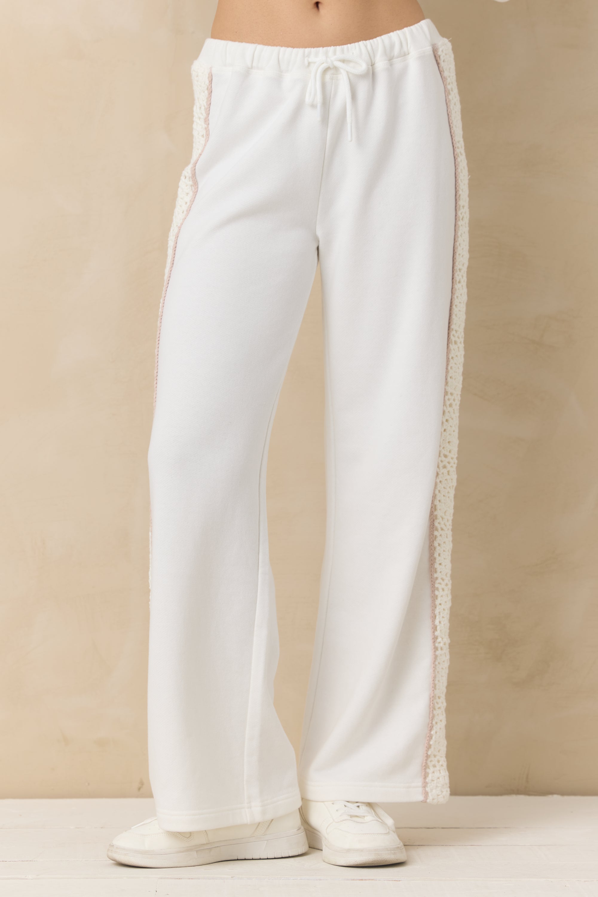 French Terry Pant with Square Crochet Insert