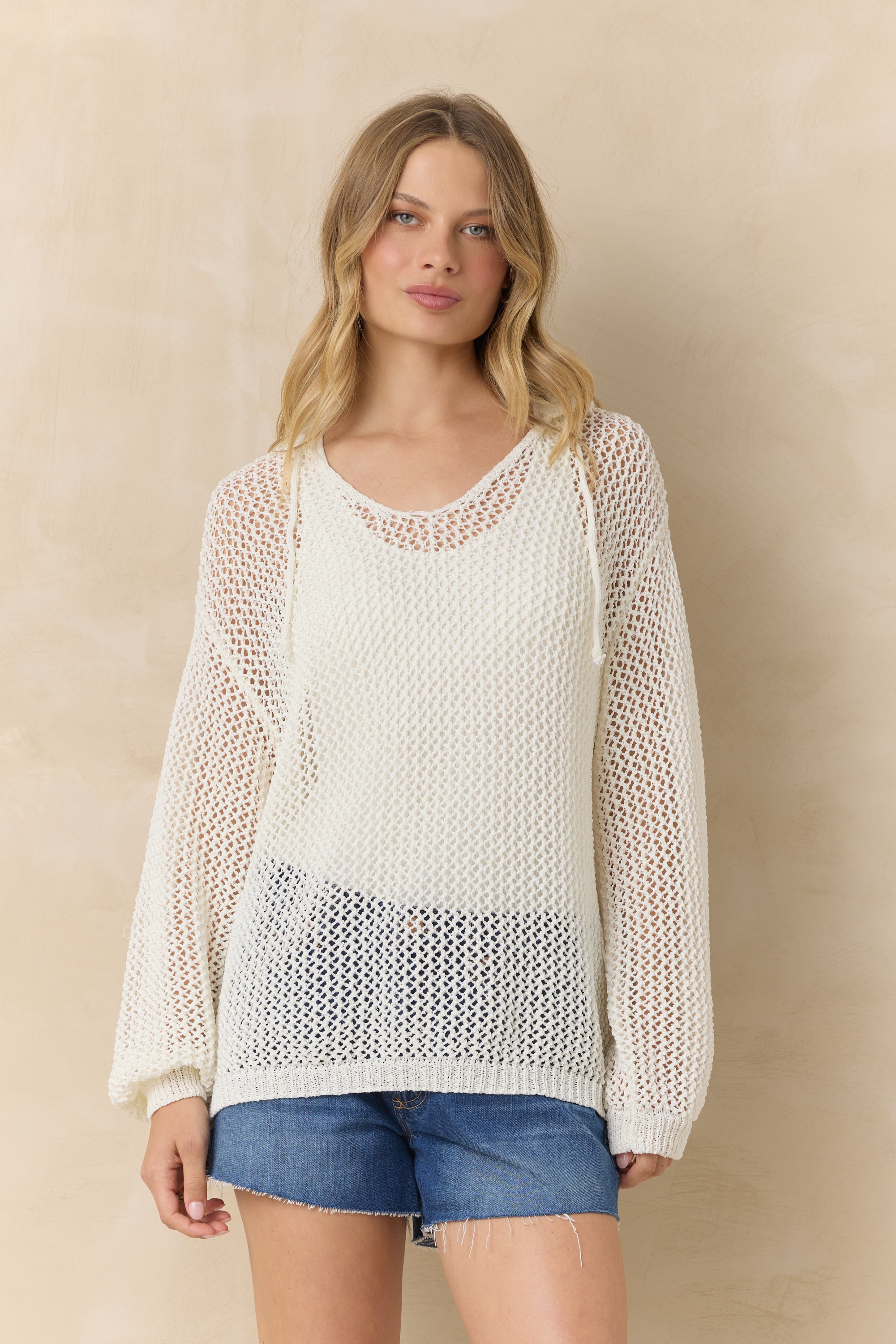 Hoodie Beach Sweater with Embroidery