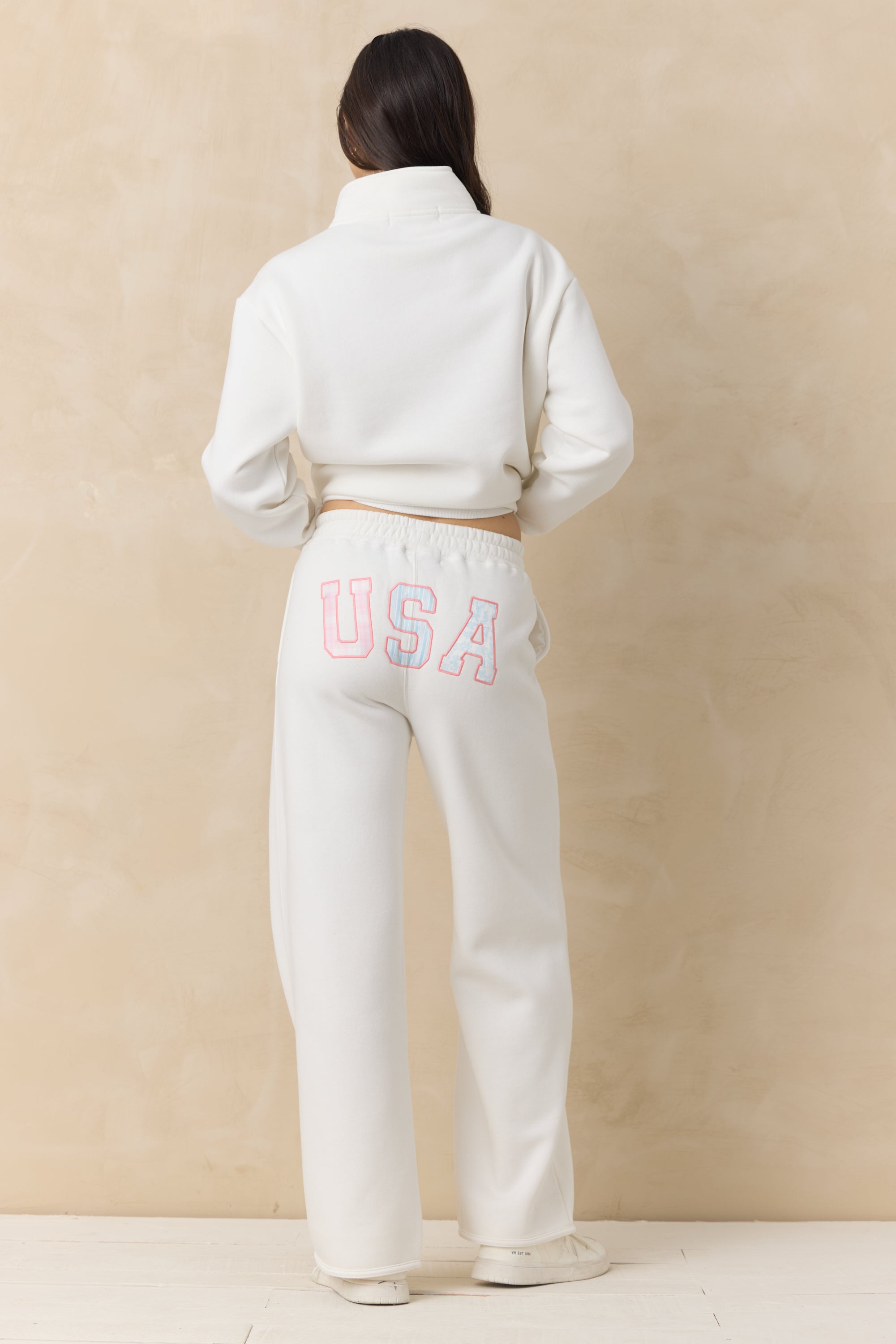 Fleece Wide Leg Pant with USA Applique