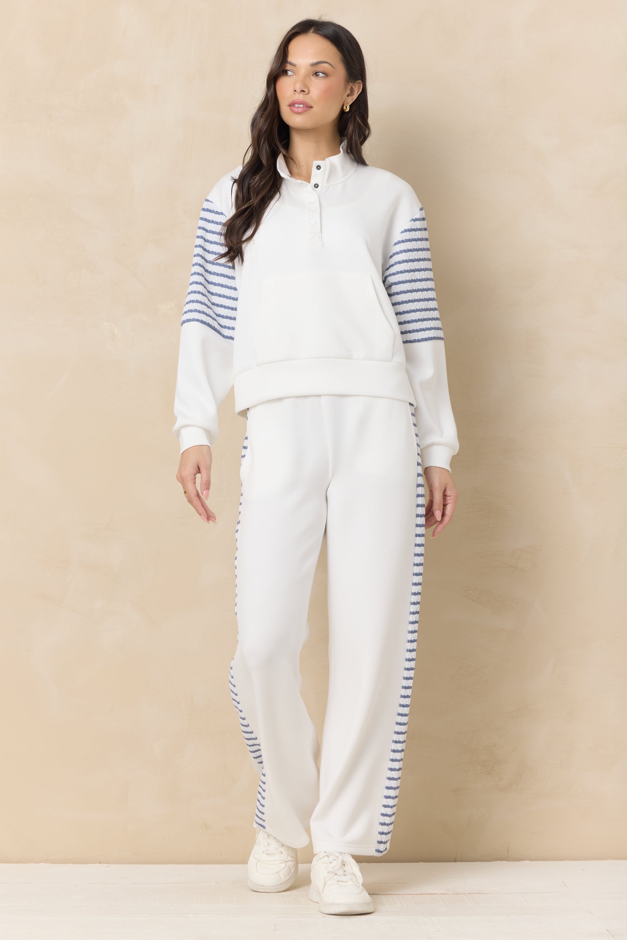 Wide Leg Pant with Striped Side