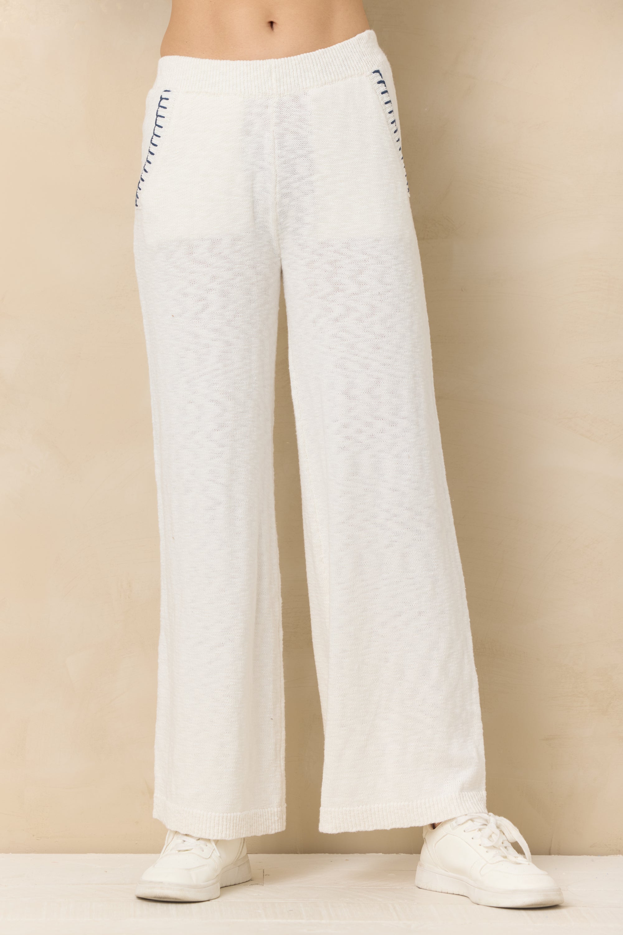 Knit Pants with Whipstitch