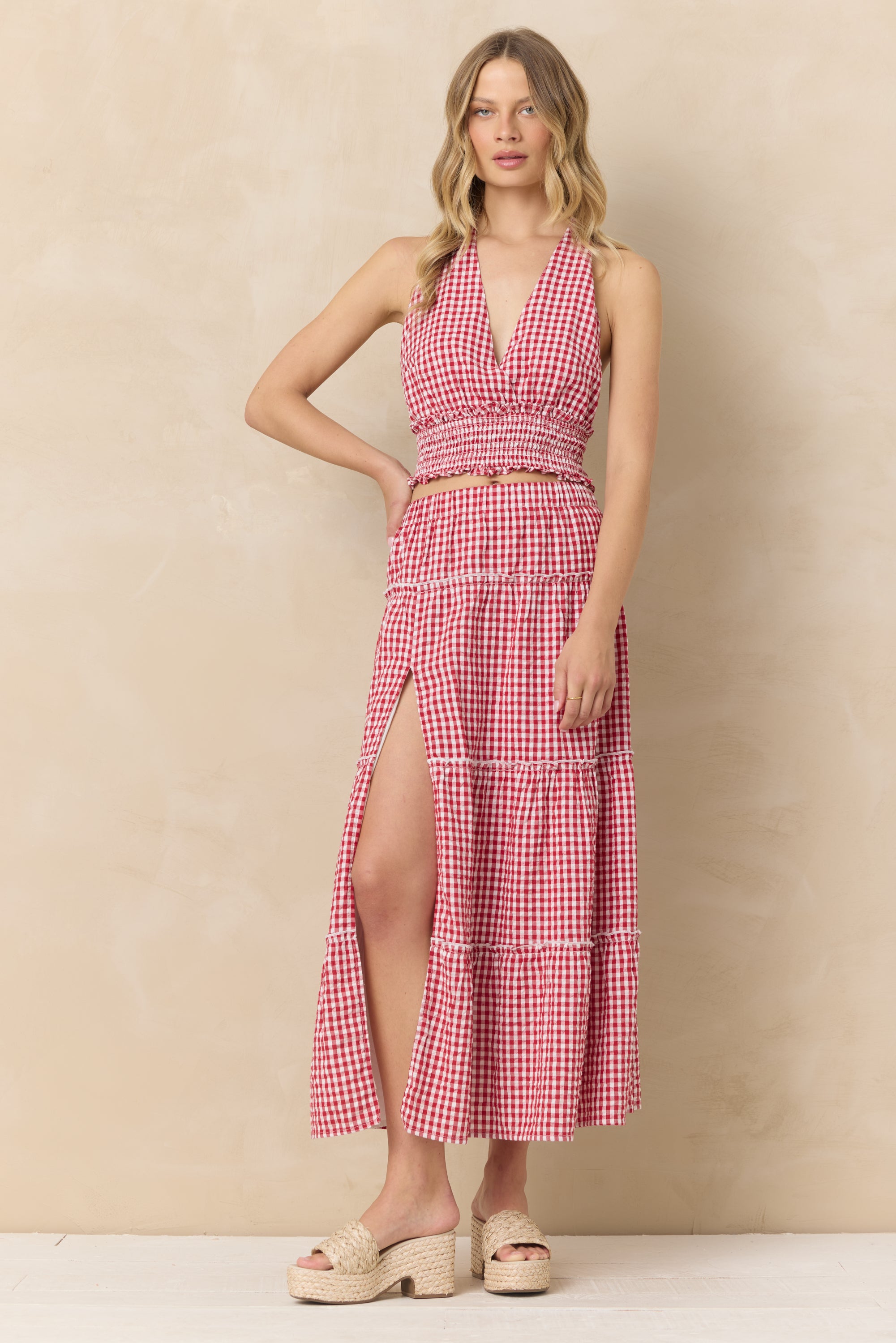 Woven Maxi Skirt with Slit
