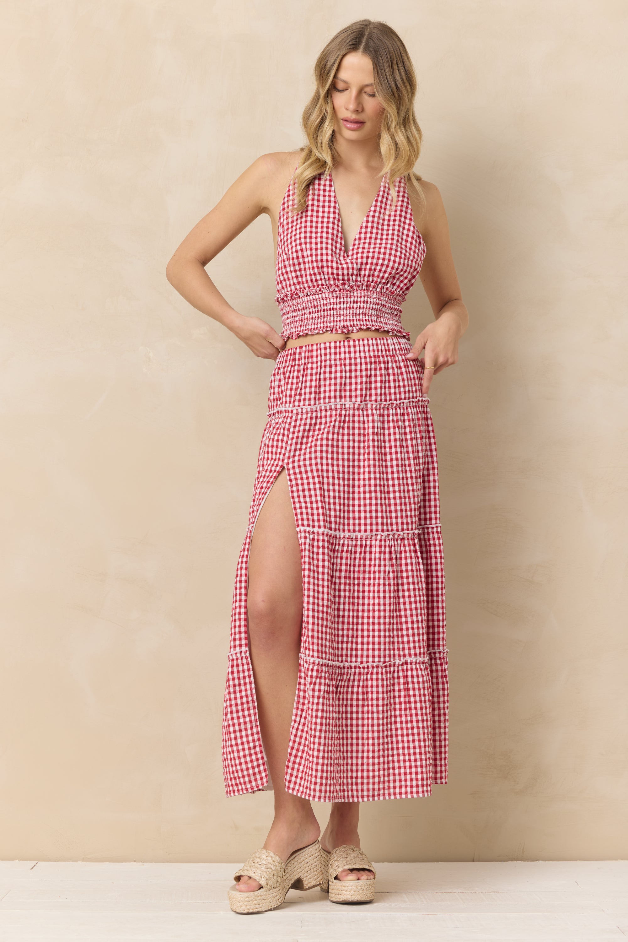 Woven Maxi Skirt with Slit