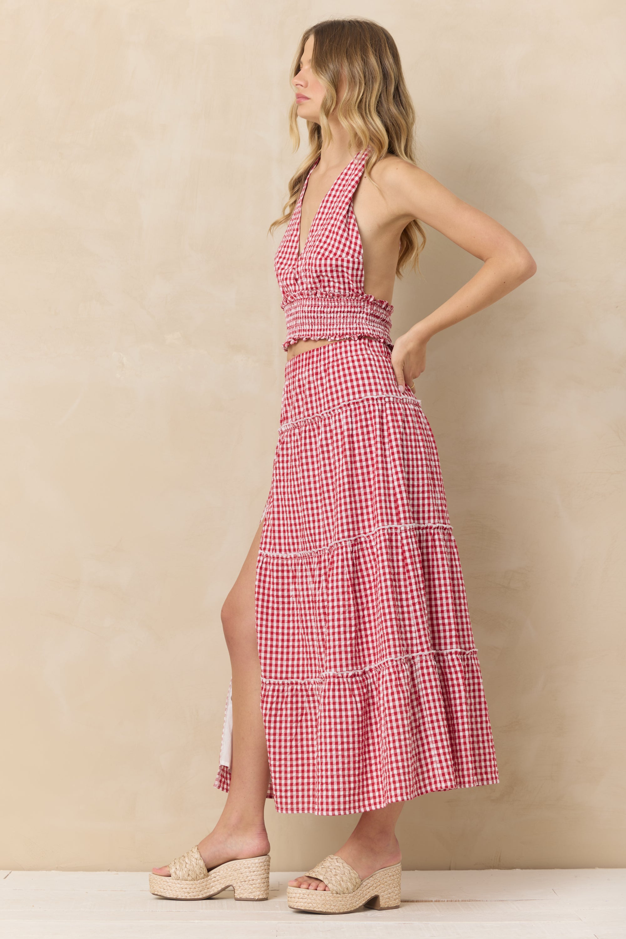 Woven Maxi Skirt with Slit