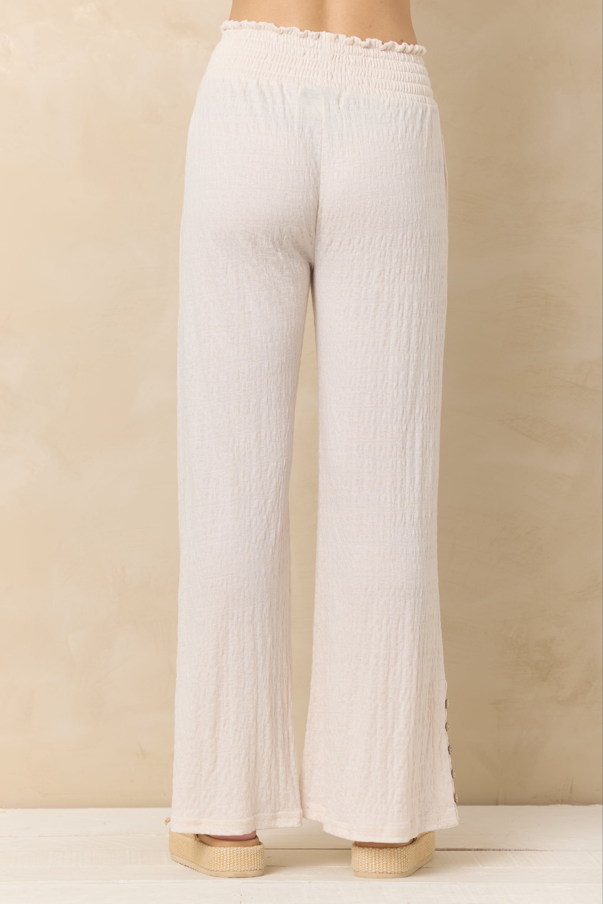 Crinkle Knit Wide Leg Pants