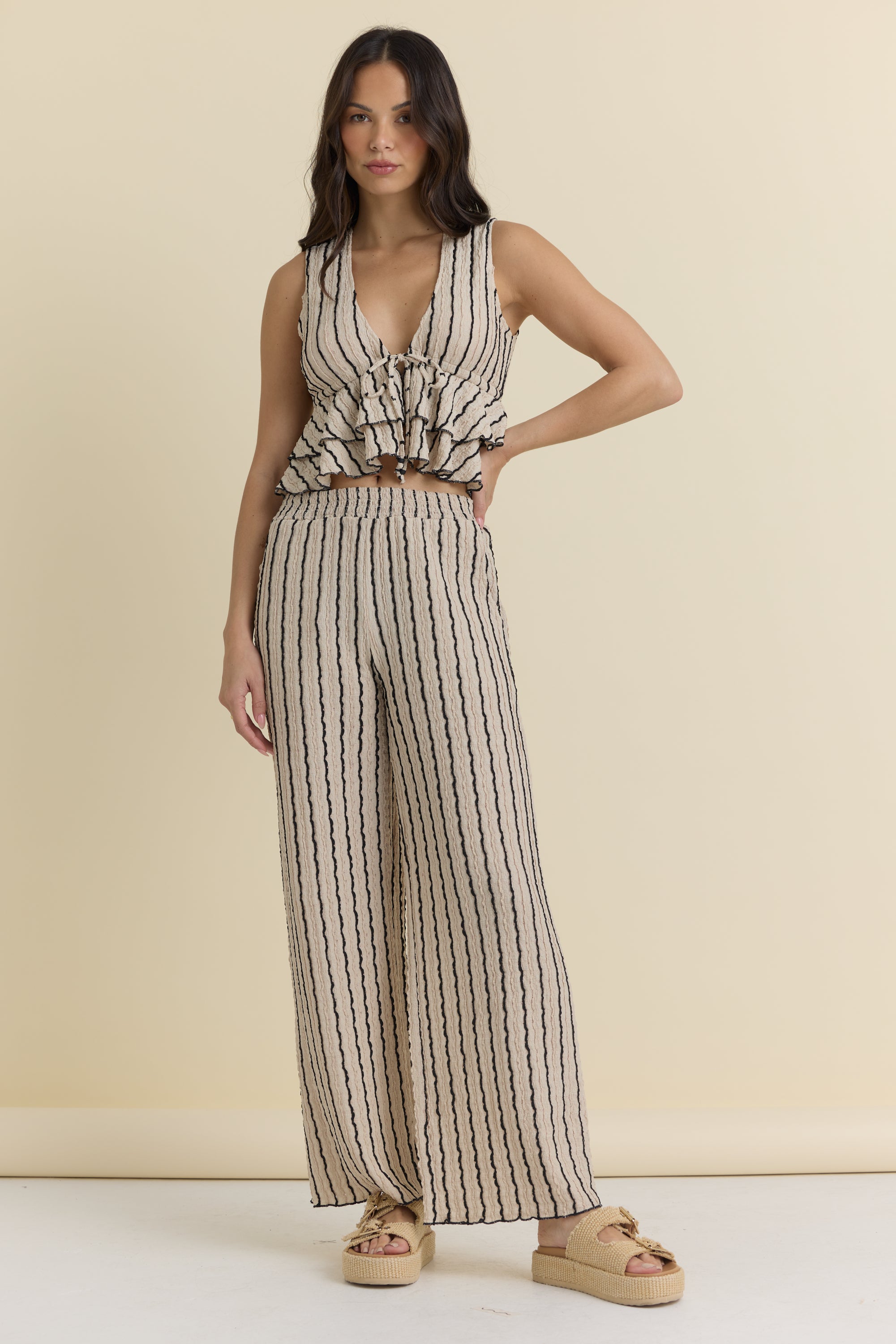 Novelty Knit Wide Leg Pants