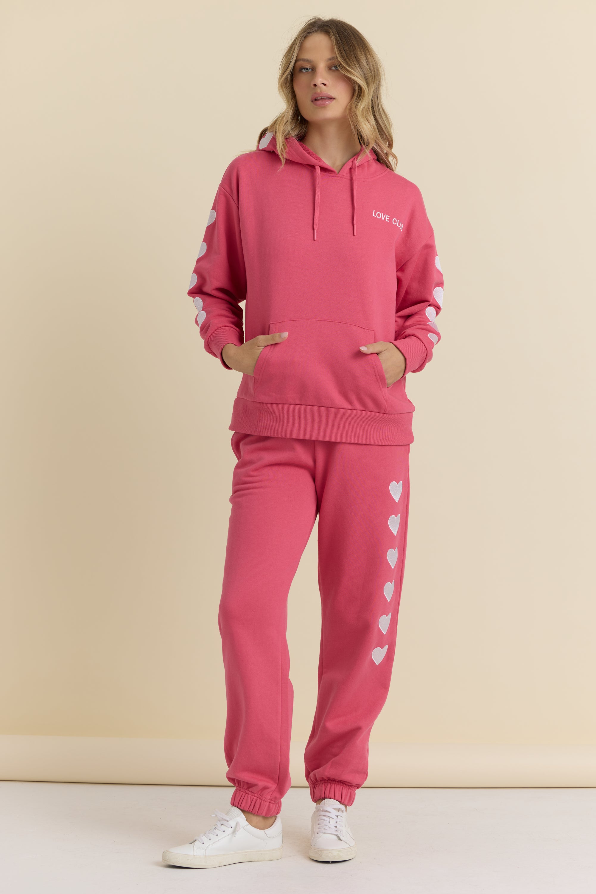 Heart Emroidered French Terry Hoodie