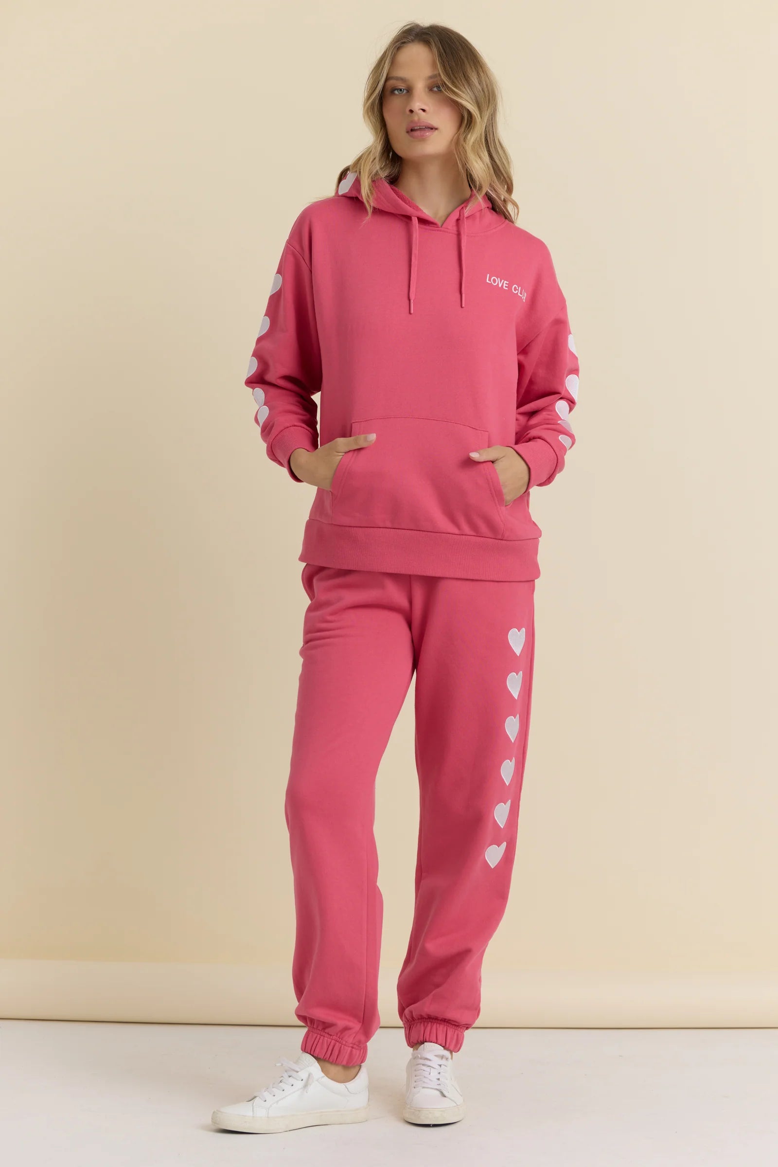 Heart Embroidered French Terry Set