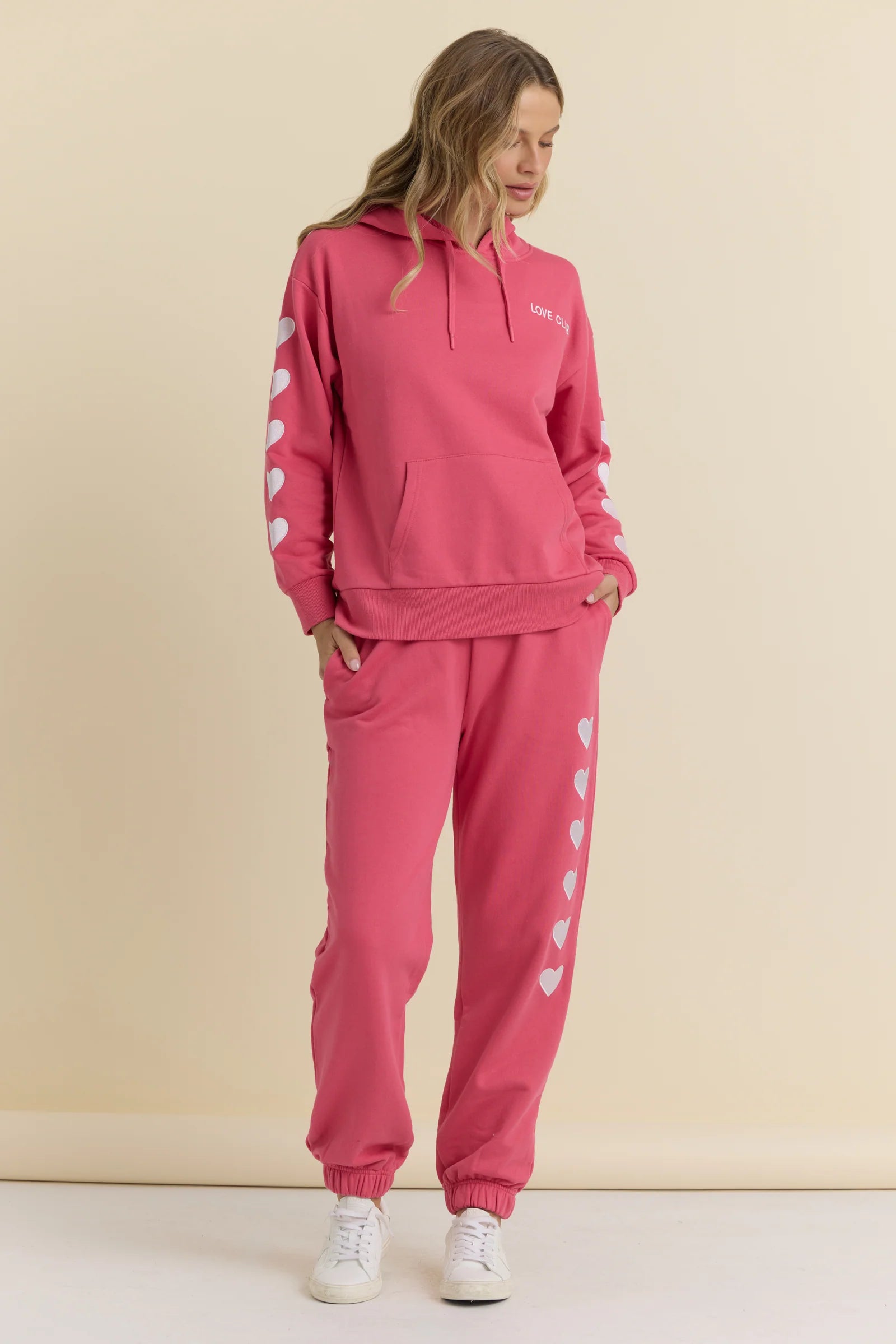 Heart Embroidered French Terry Set