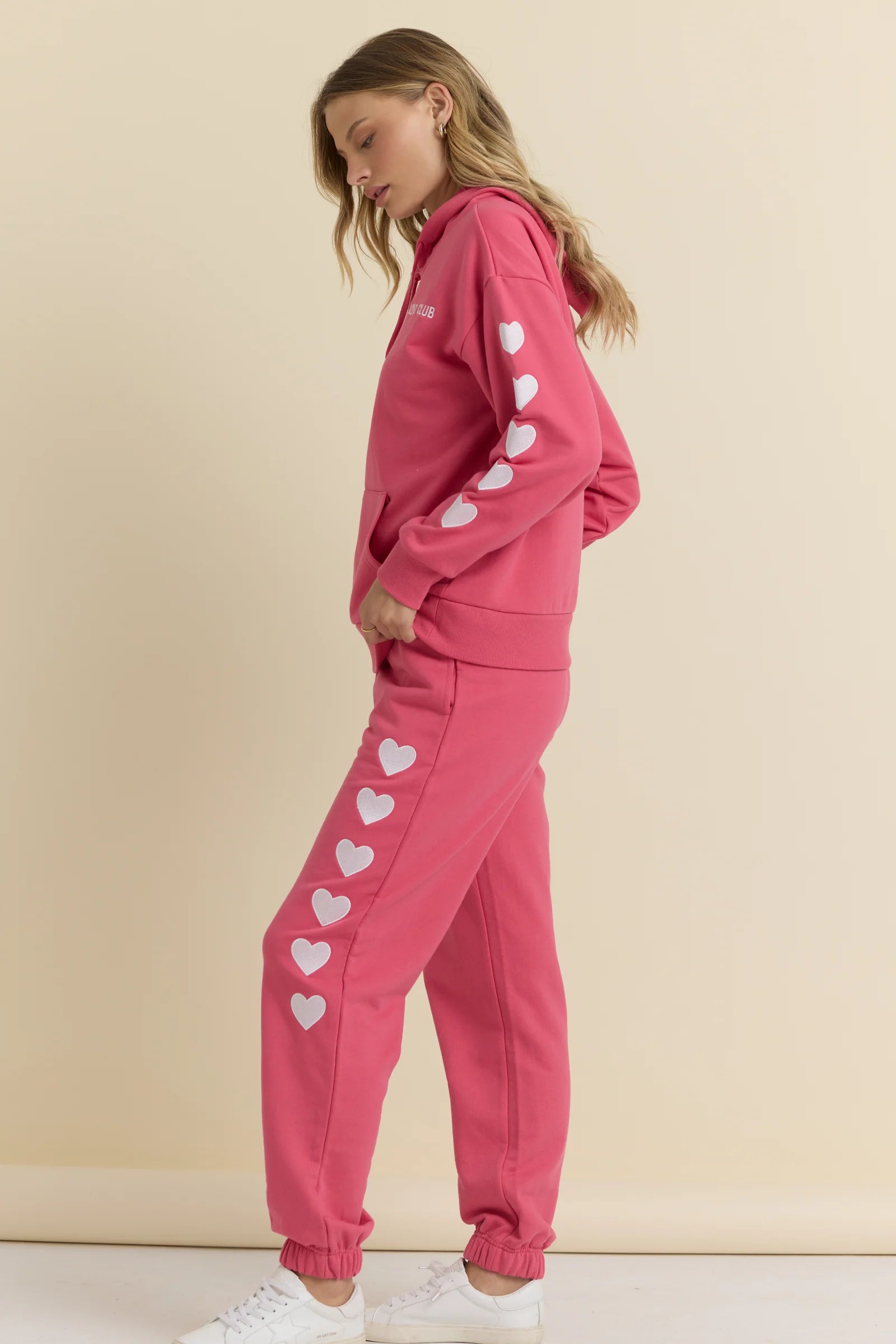 Heart Embroidered French Terry Set