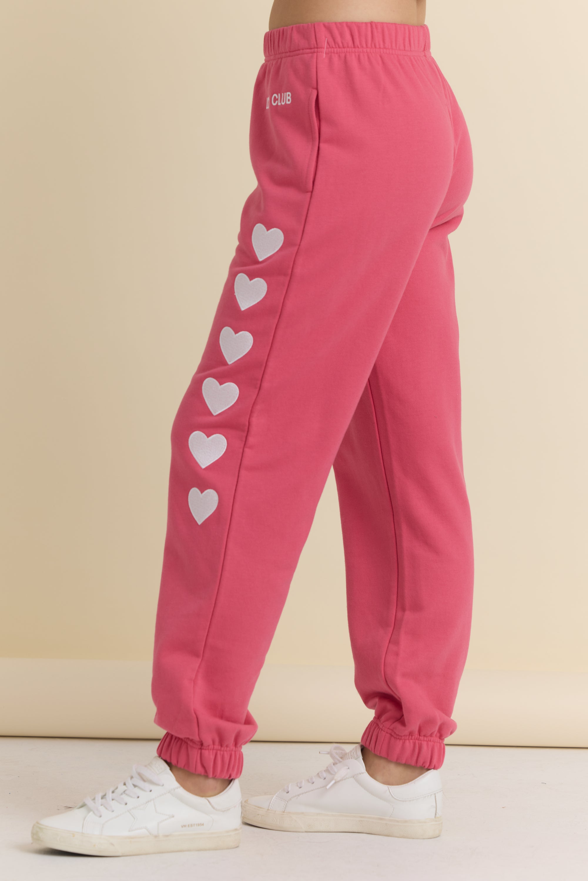 Heart Embroidered French Terry Joggers