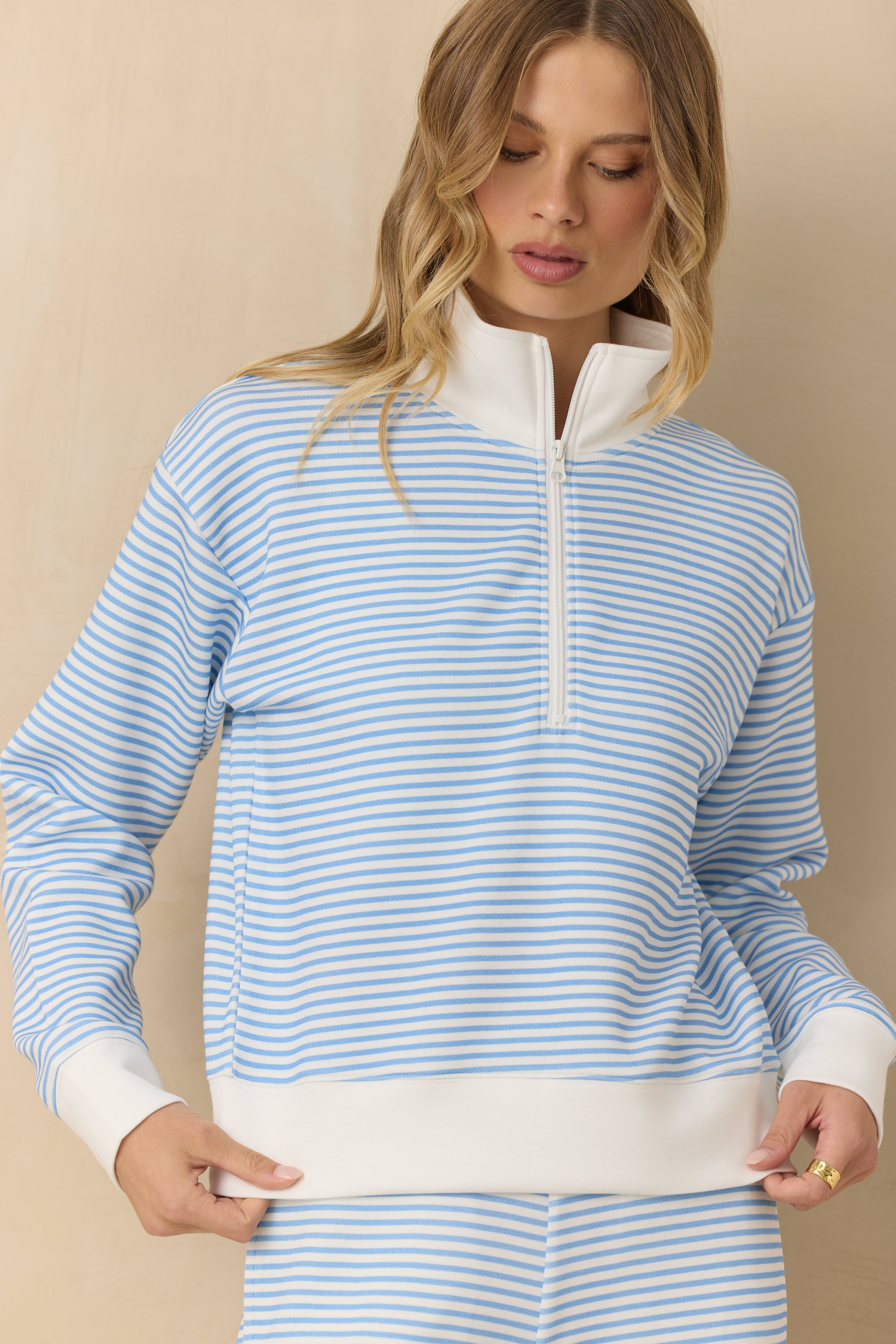 Striped Cloud Fleece Quarter Zip